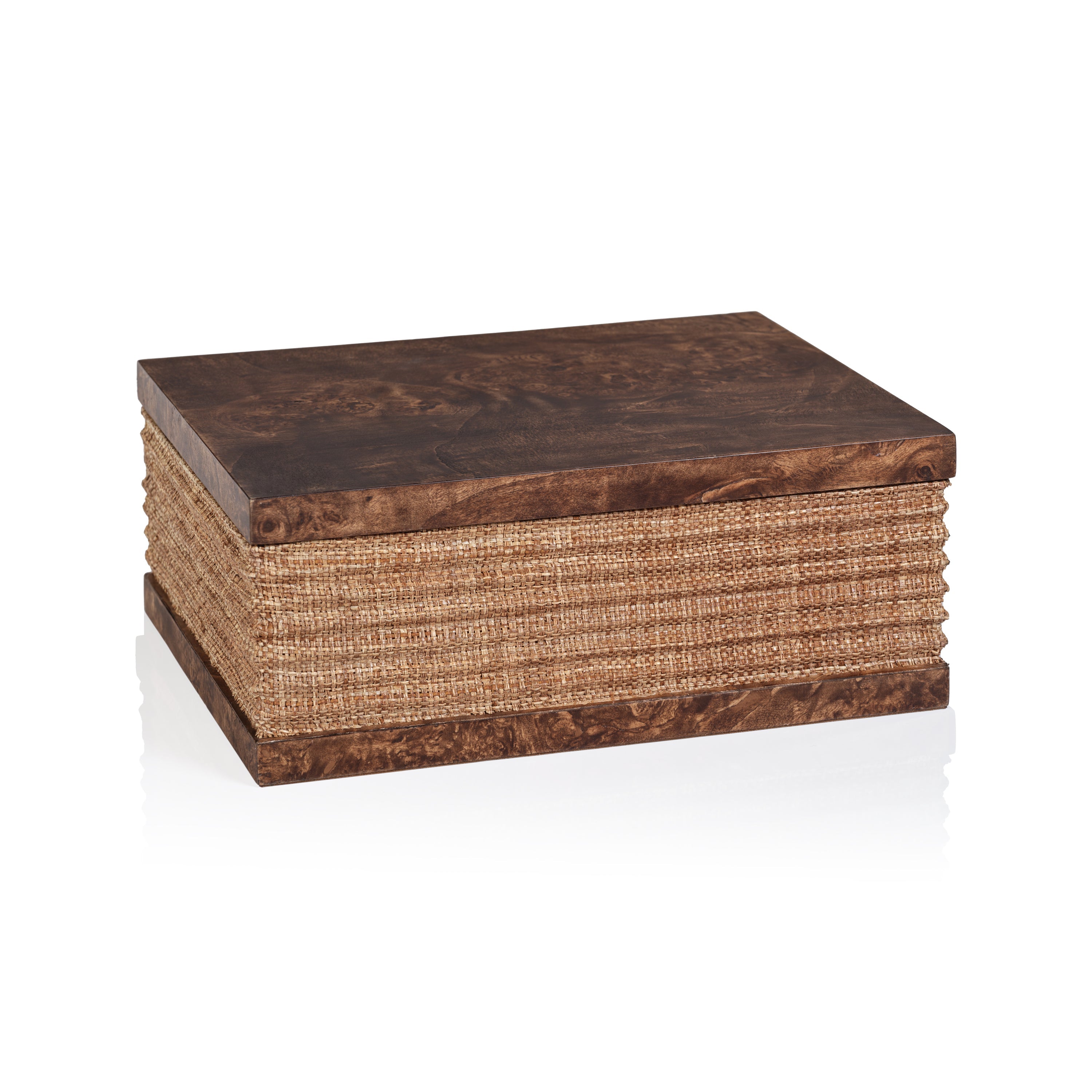 Rosso Burlwood & Raffia Decorative Box, Large