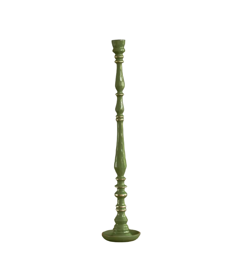 Crosby Small Leaf Green Candlestick Holder