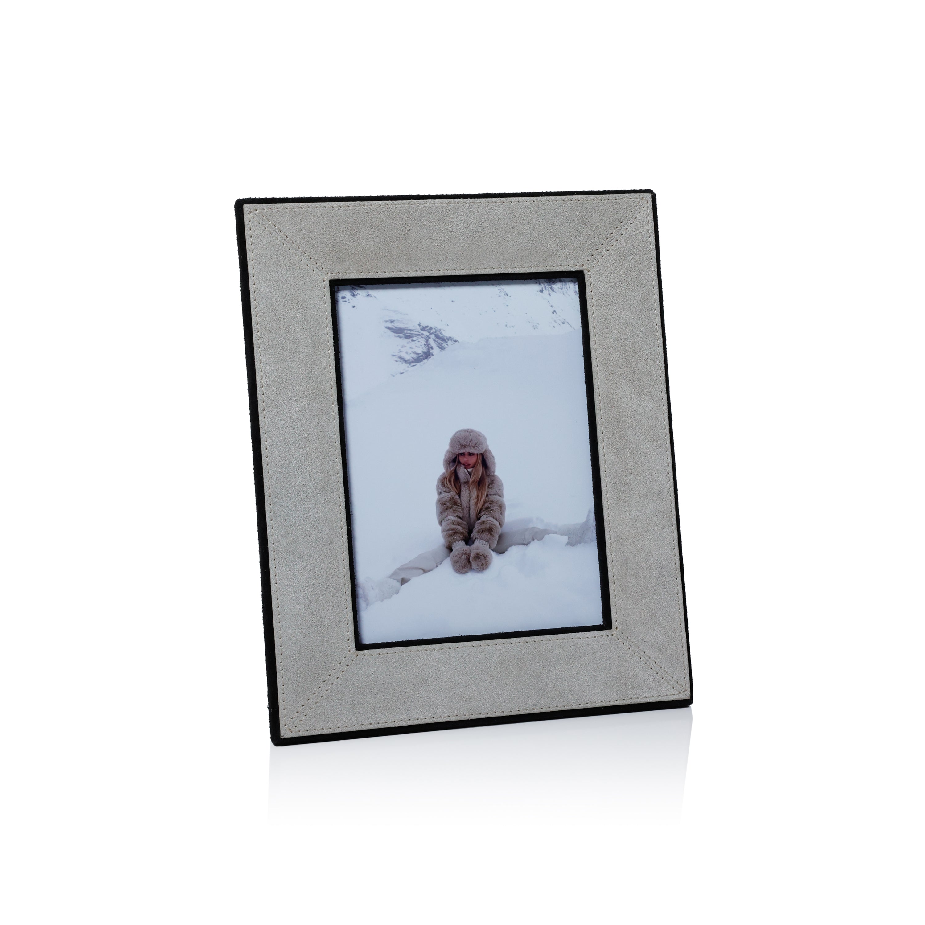Arden Gray & Black Suede Leather Photo Frame, 5x7