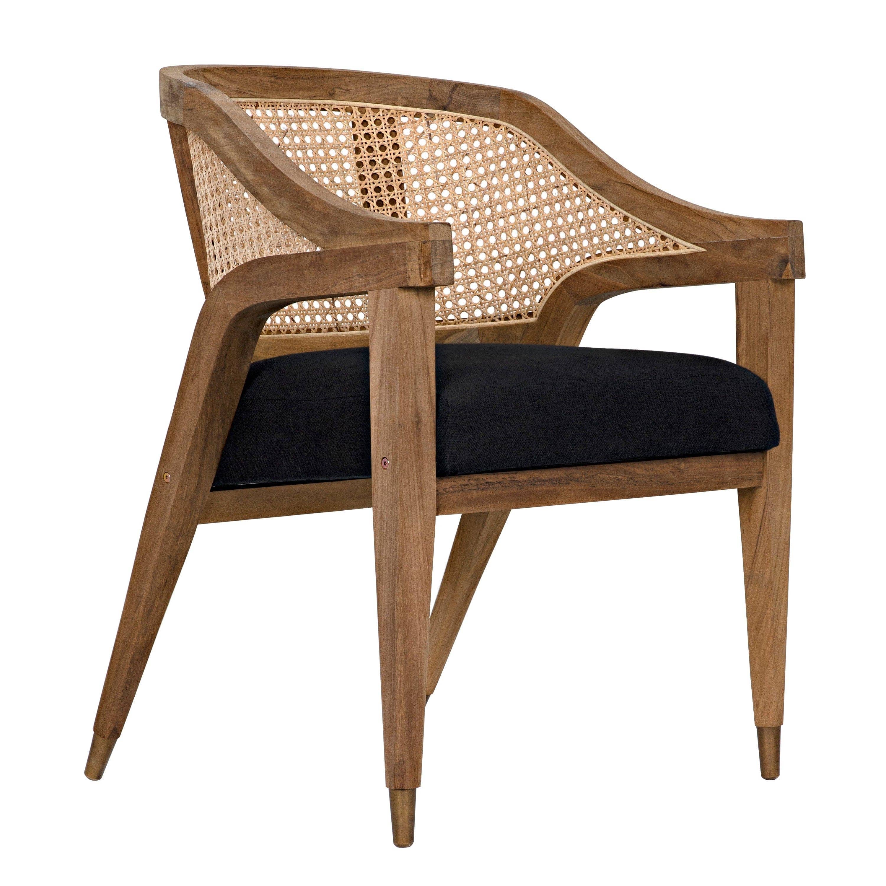 Chloe Chair Teak Caning Black Cotton