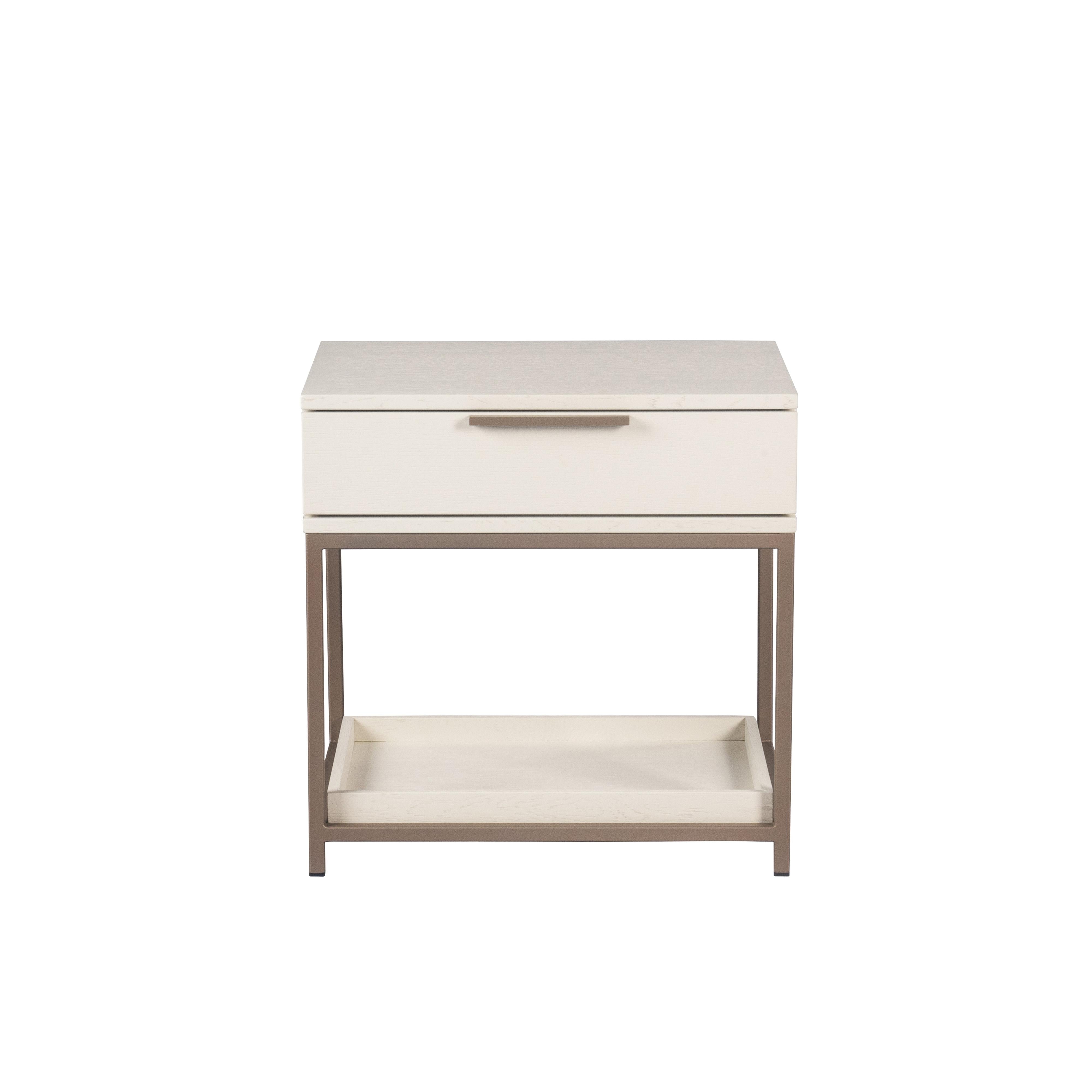 Rebel Small - Champagne Gold - Cream Nightstand