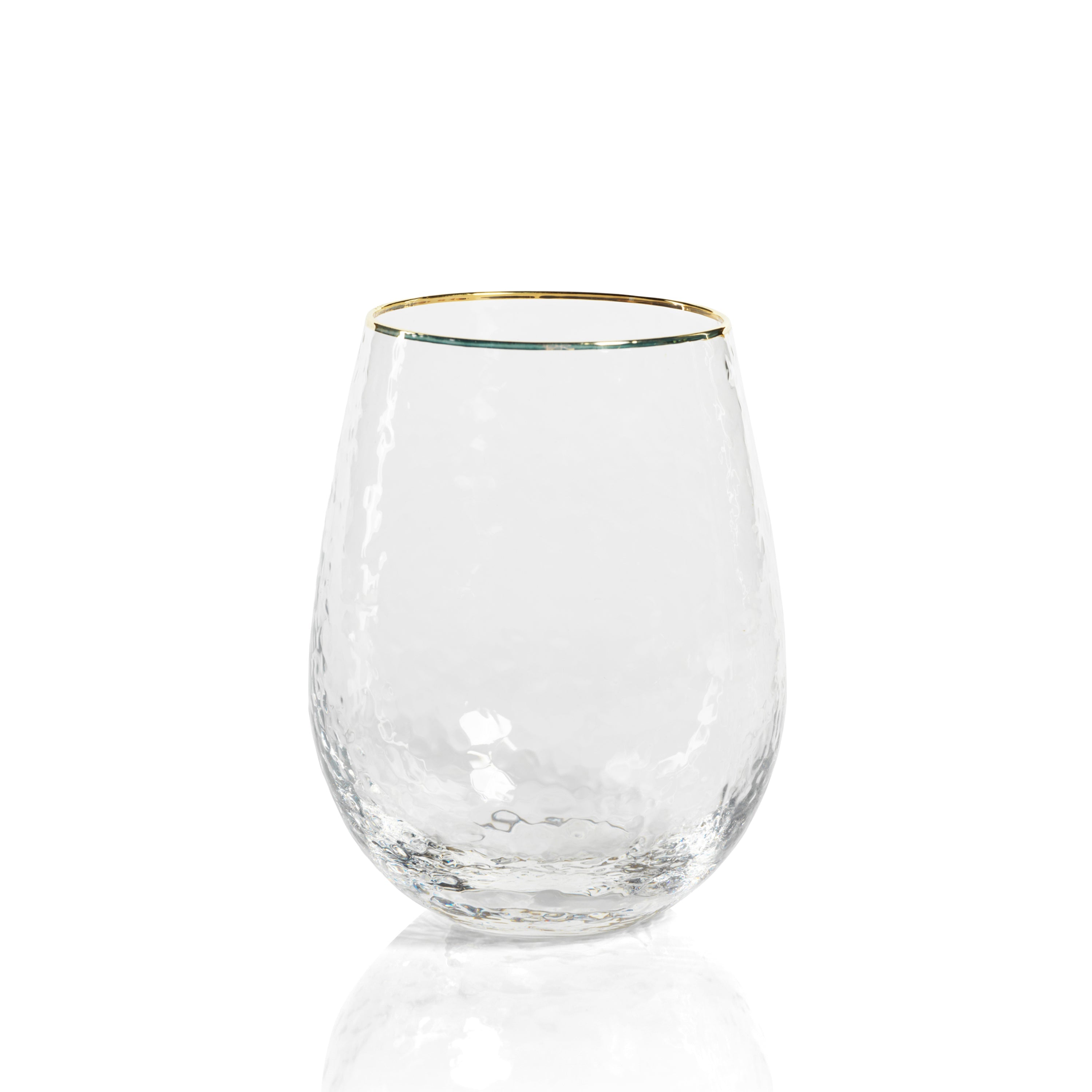 Hammered Glass with Gold Rim Tumblers, Set of 4