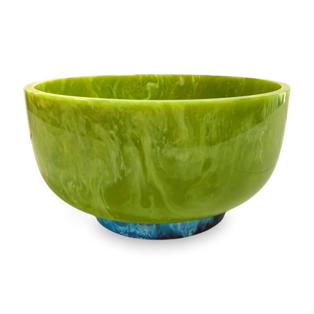 Resin Rio Large Lime Green Bowl w/ Turquoise Base