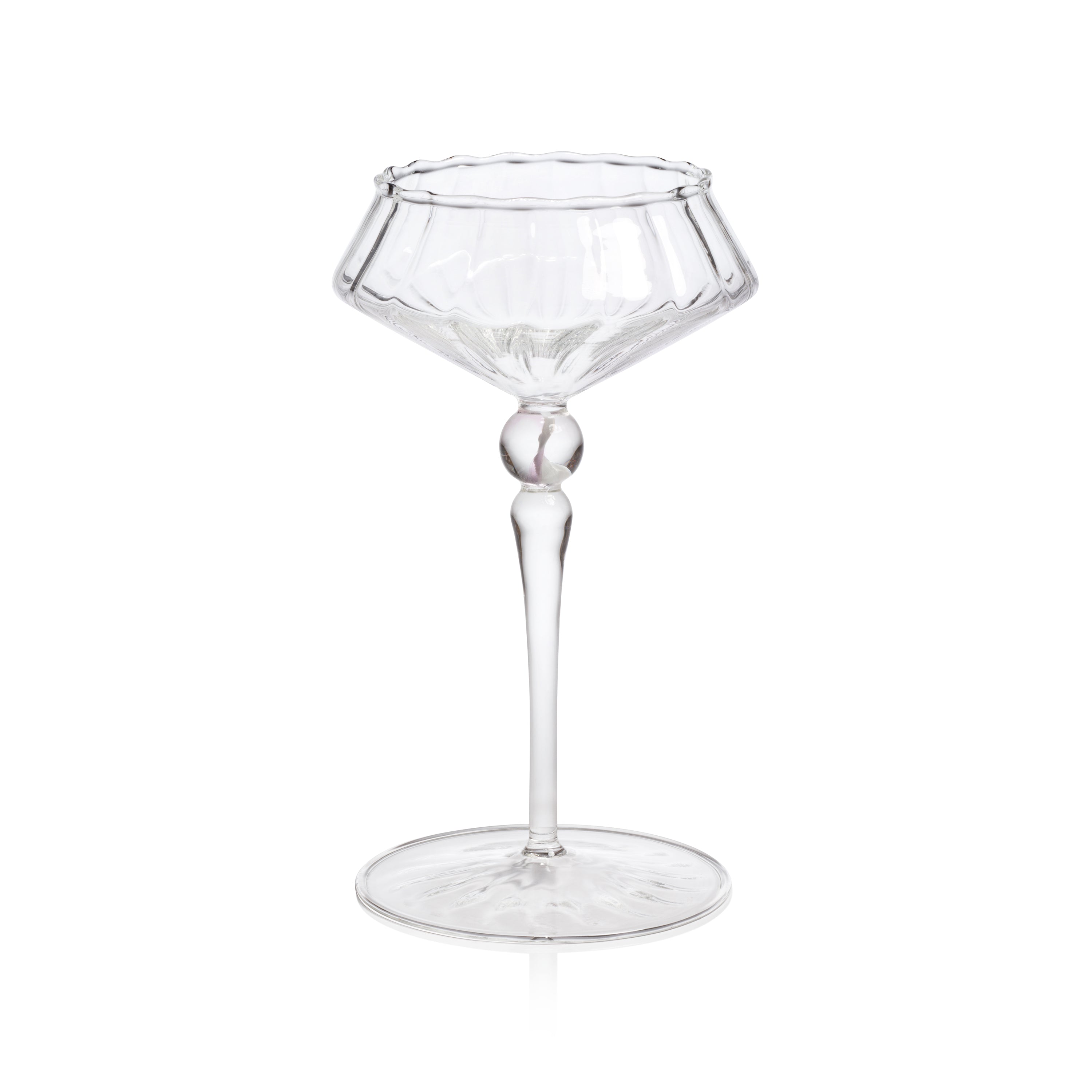 Odum Light Pink Fluted Coupe Glasses, Set of 4