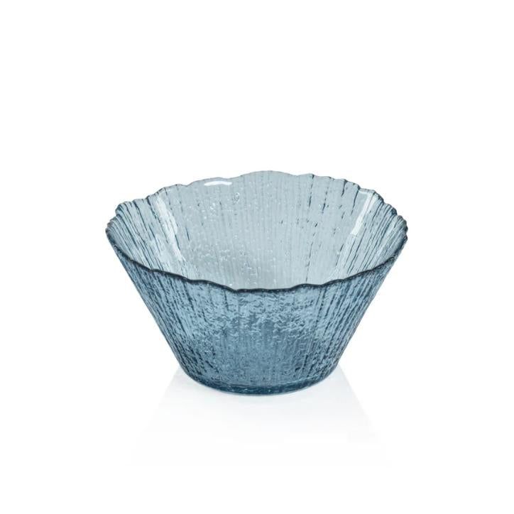 Icy Sapphire Blue Glass Bowls, Set 6