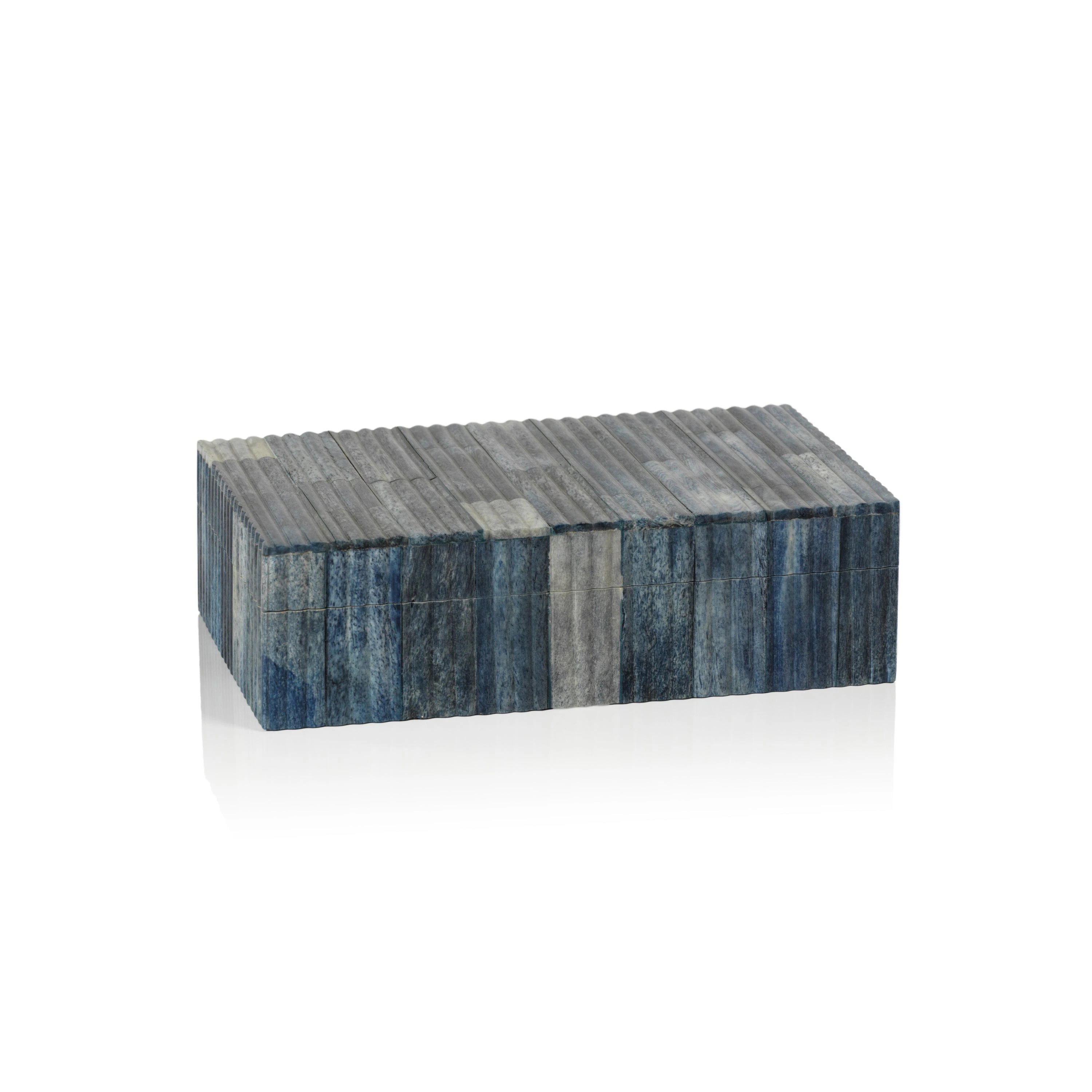 Biarritz Ribbed Blue Bone Inlay Decorative Box