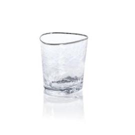 Apertivo Triangular Double Old Fashioned Glasses Platinum Rim, Set of 4