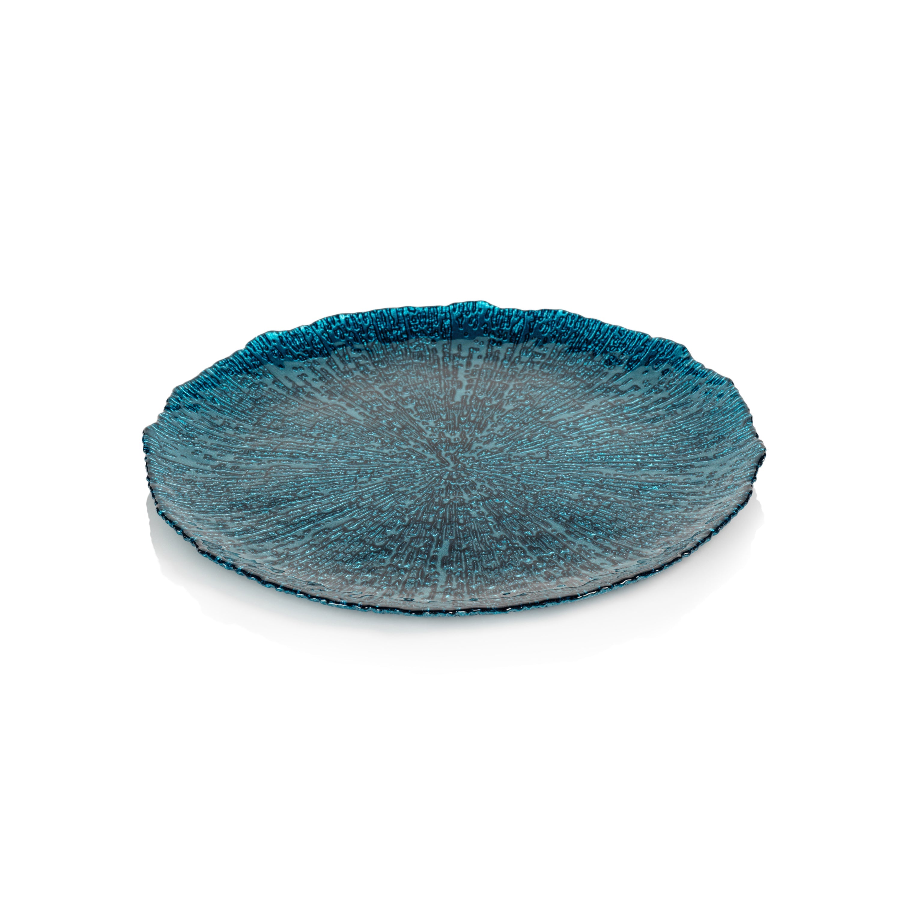 Exuma 11" Azur Blue Glass Plates, Set of 6