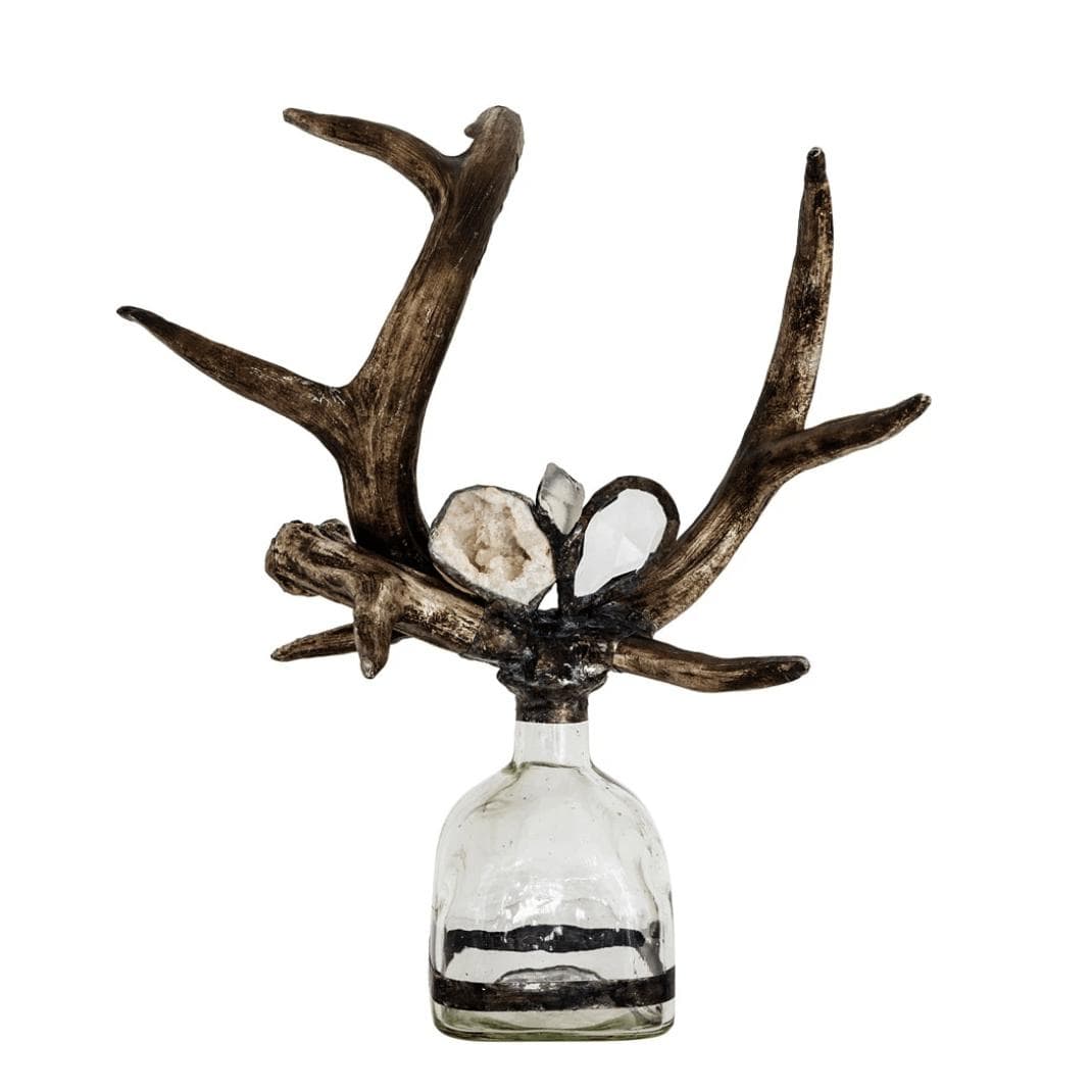 Criss Cross Decorative Glass Antler Bottle