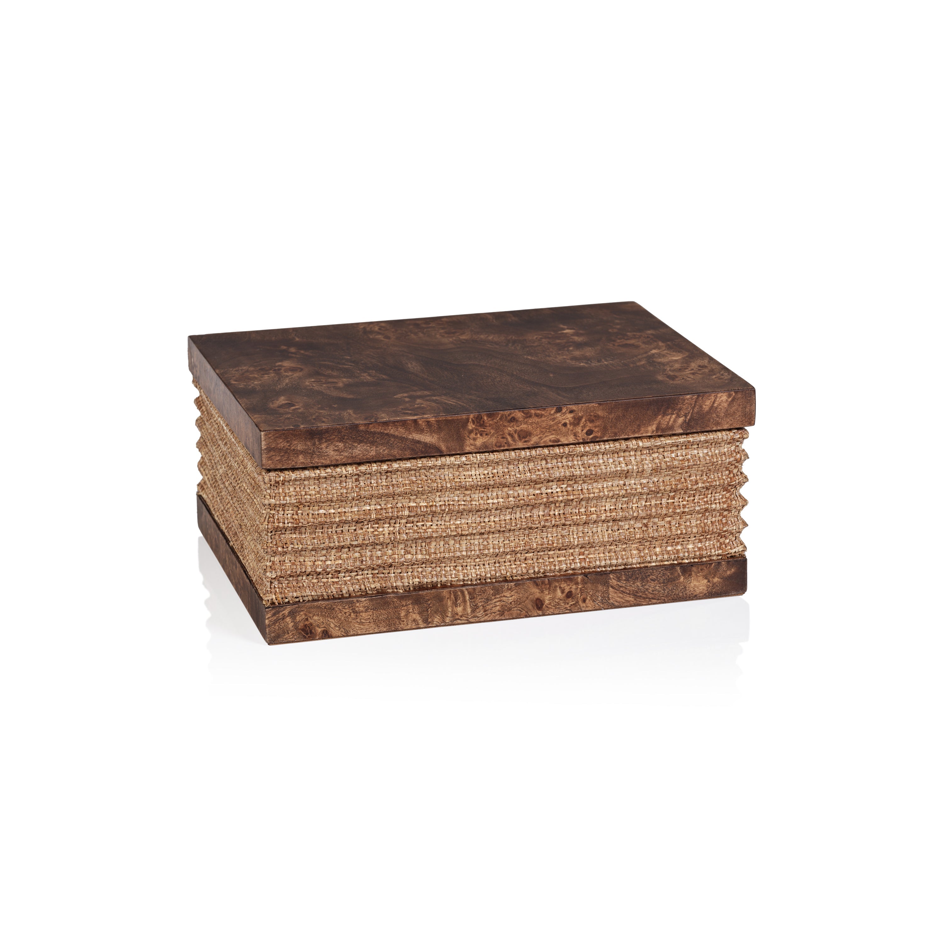 Rosso Burlwood & Raffia Decorative Box, Small
