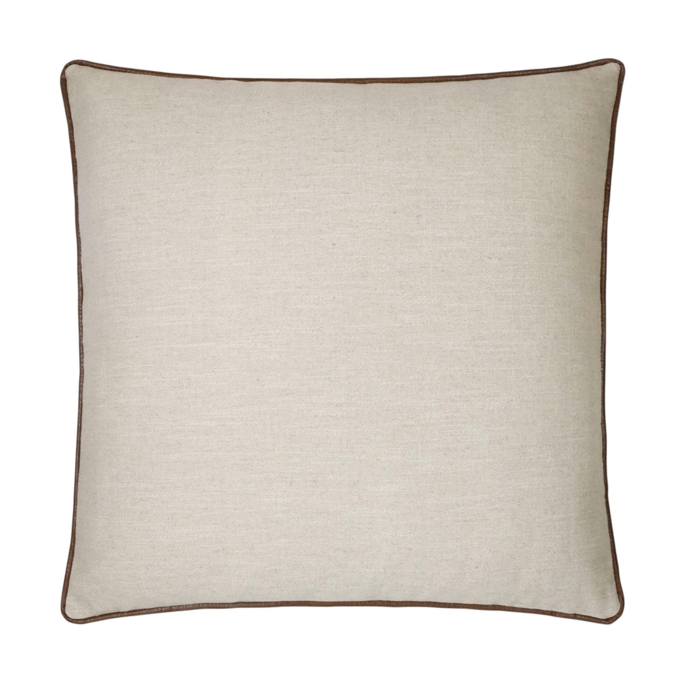 Ghent Taupe Throw Pillow, Brown Trim