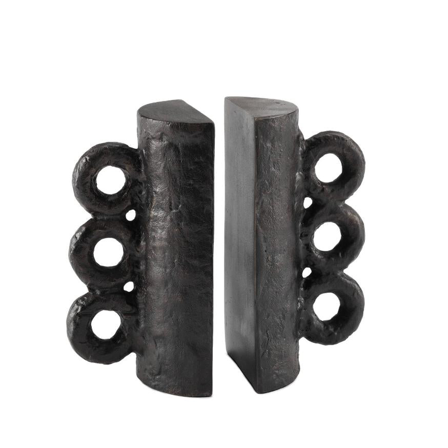 Chandra Bookend Set, Black & Grey
