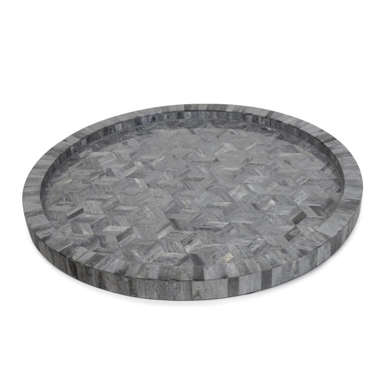 Jullian Round Grey Bone Tray