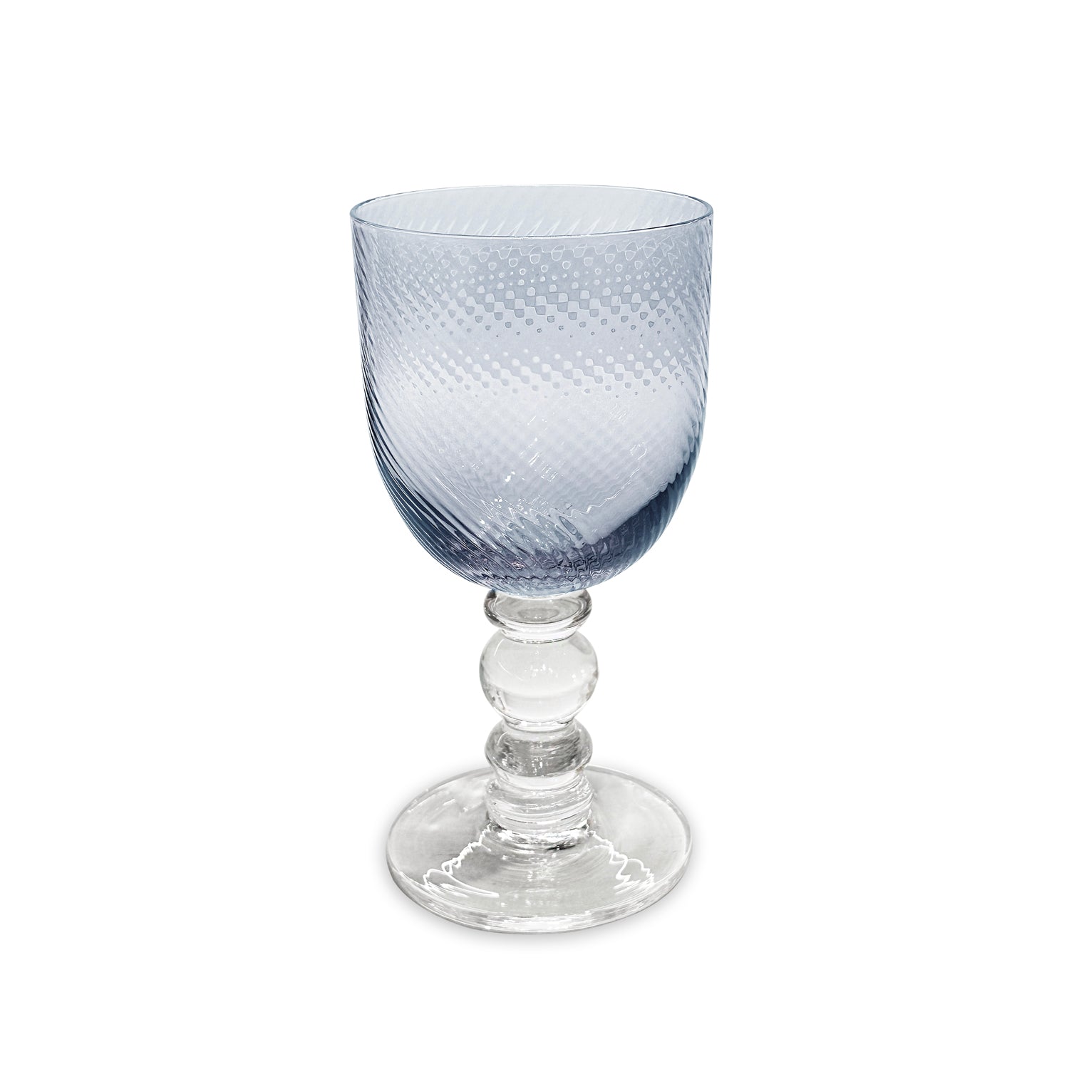 Glass Blue French Swirl Wine Set of 4 – Warehouse Sale