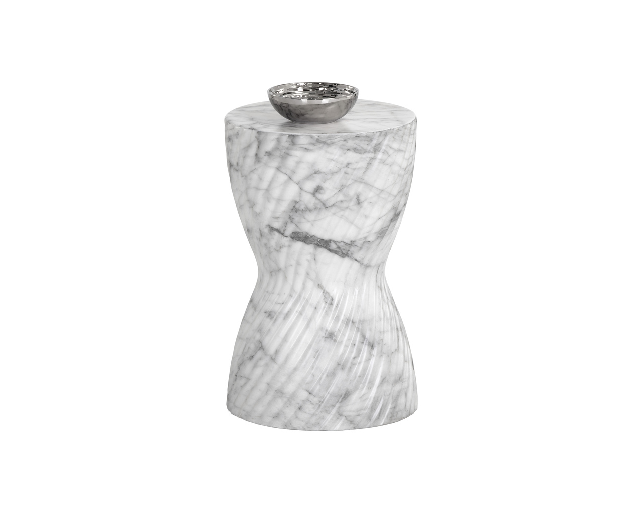 Cara End Marble Look - White Table