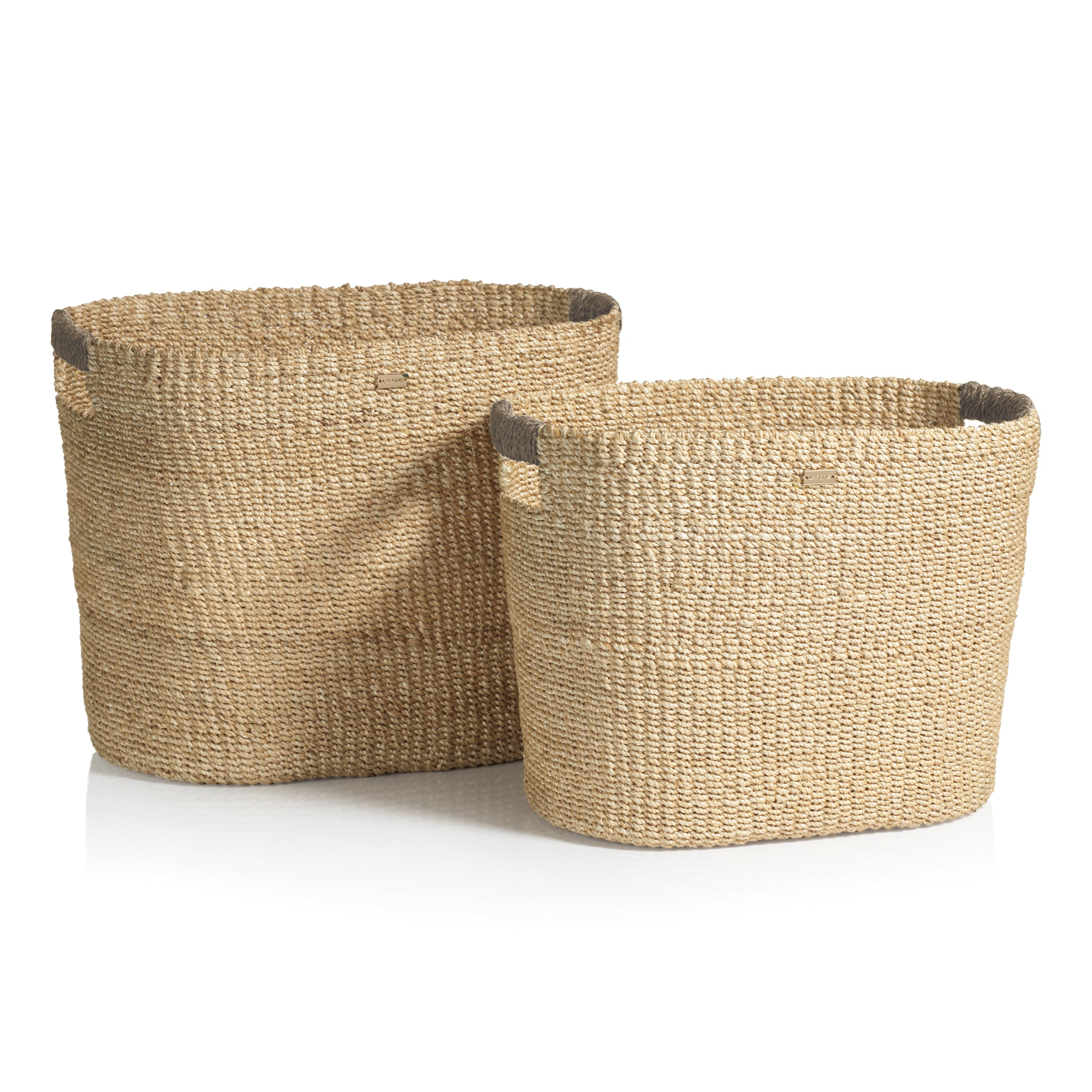Lucena Natural Oval Abaca Baskets, Set of 2
