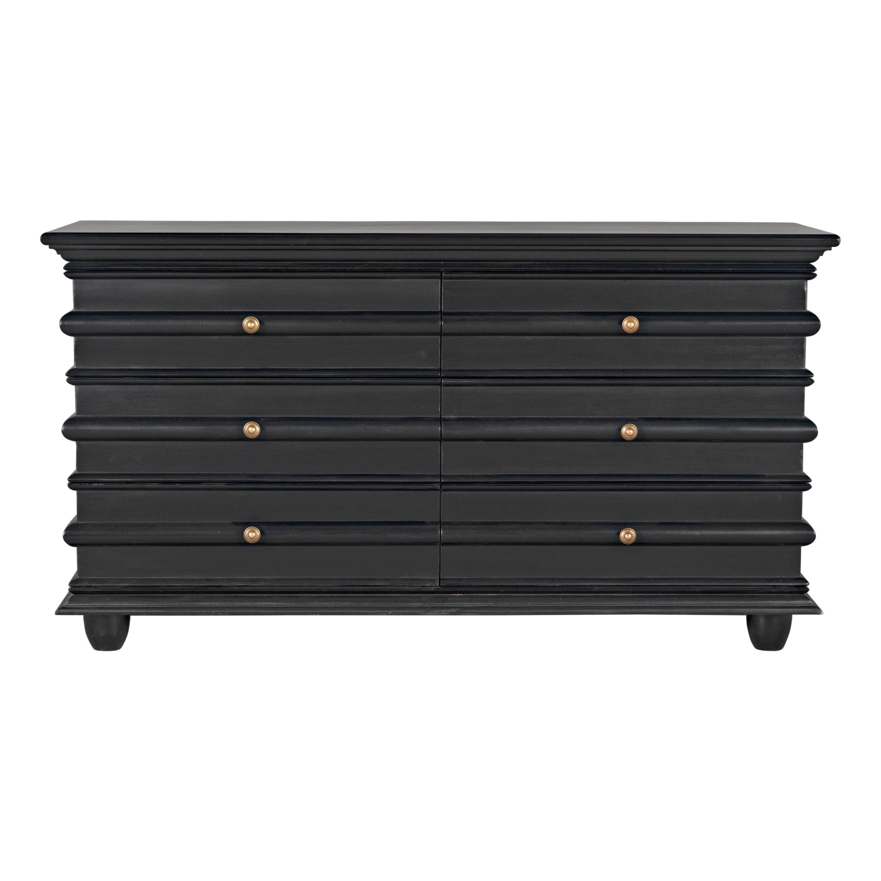 Ascona 6-Drawer Chest, Hand Rubbed Black