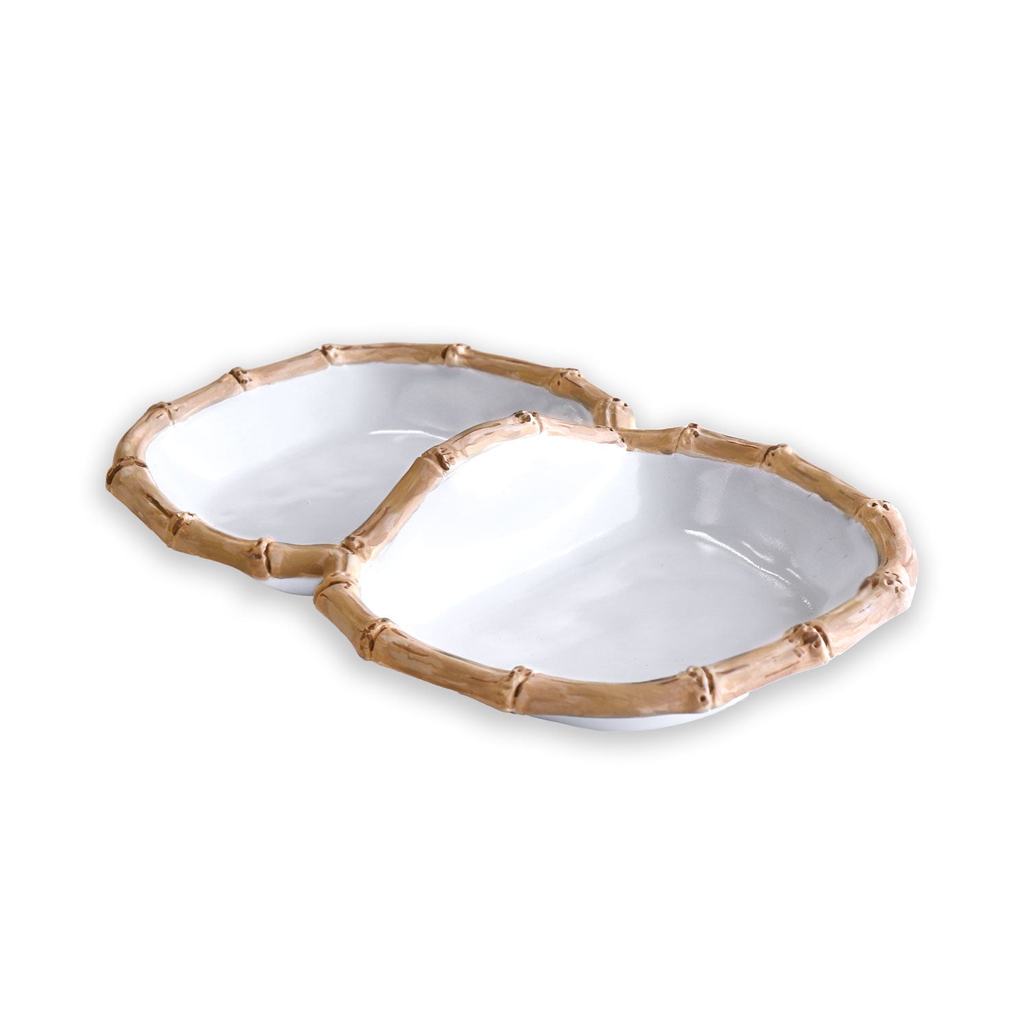 Vida Natural Bamboo & White Double Serving Bowls