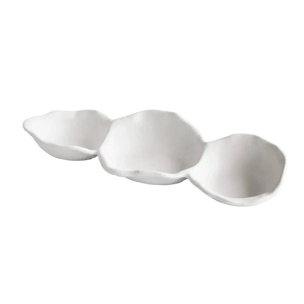 White Nube Triple Dip Serving Bowl