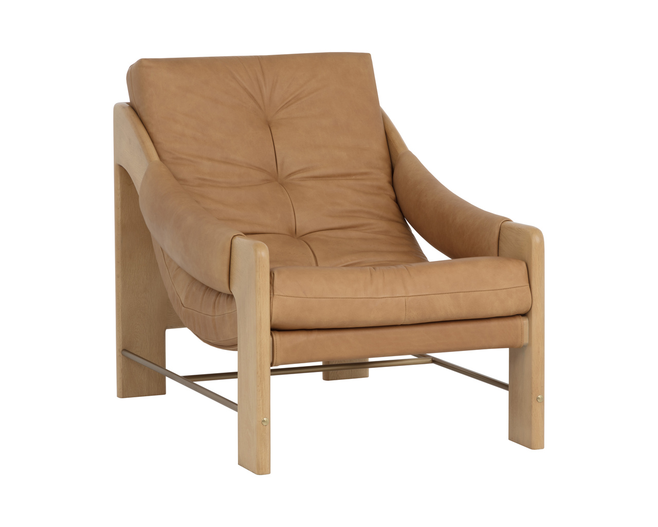 Rafferty Rustic Oak - Ludlow Sesame Leather Lounge Chair