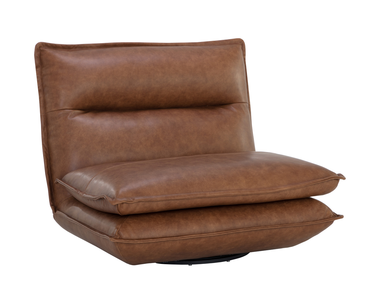Colson Swivel Armless Cognac Leather Chair