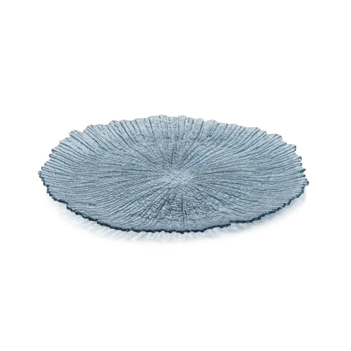 Icy Sapphire Blue Glass Charger Plate, Set 6
