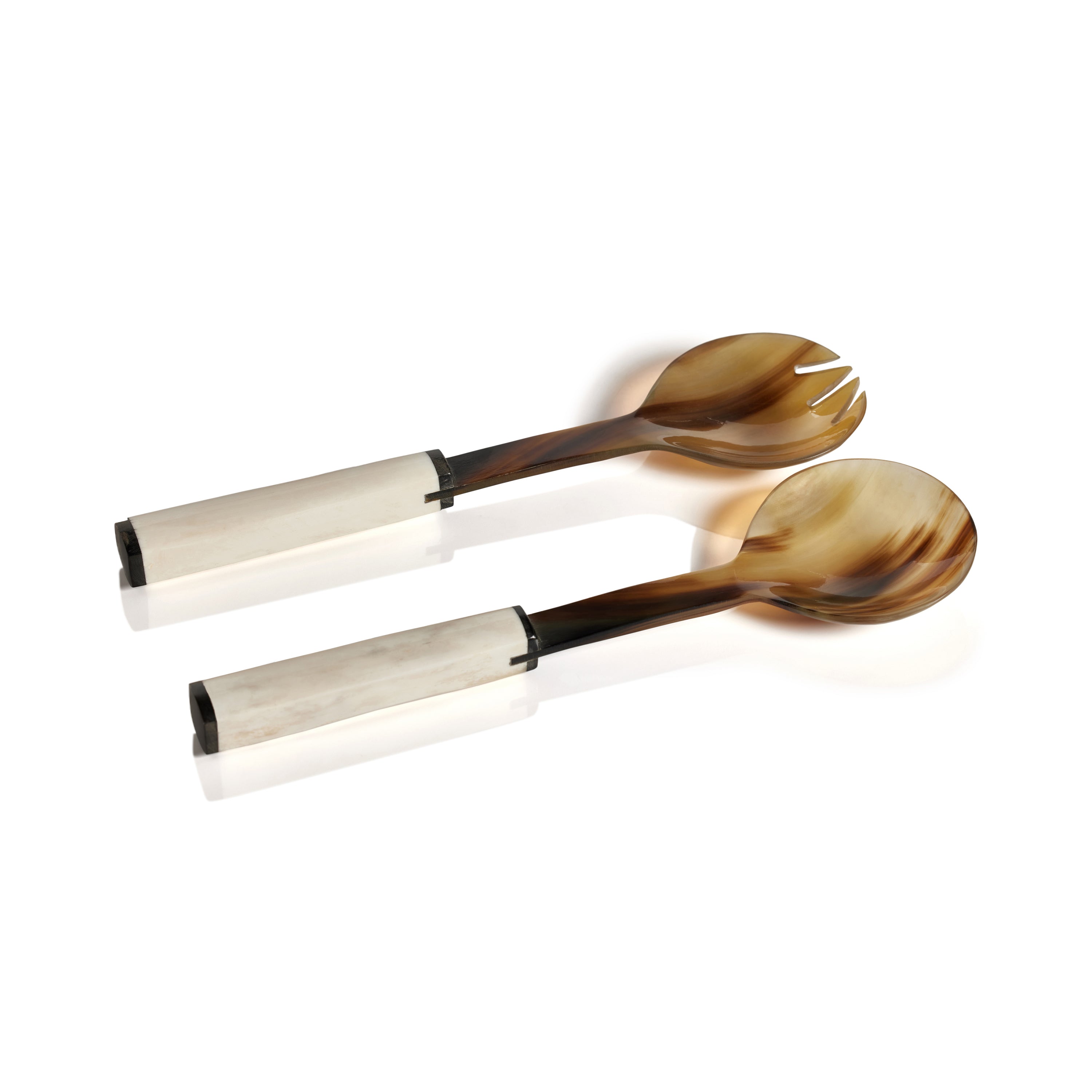 Nadine Horn Salad Server Set Bone Handle