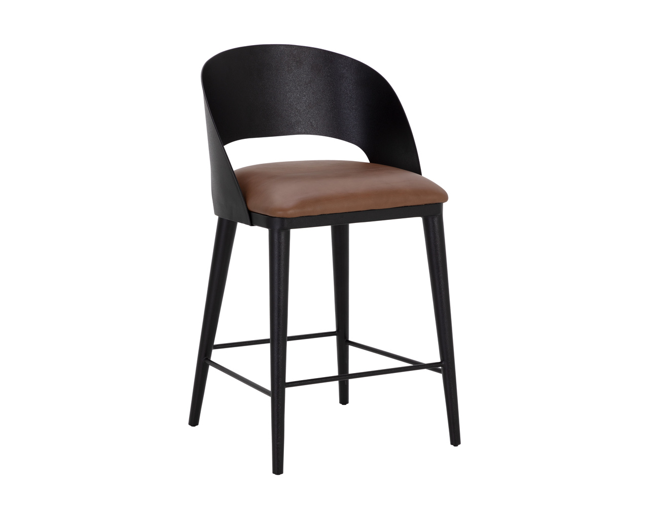 Dezirae Black - Cognac Leather Counter Stool