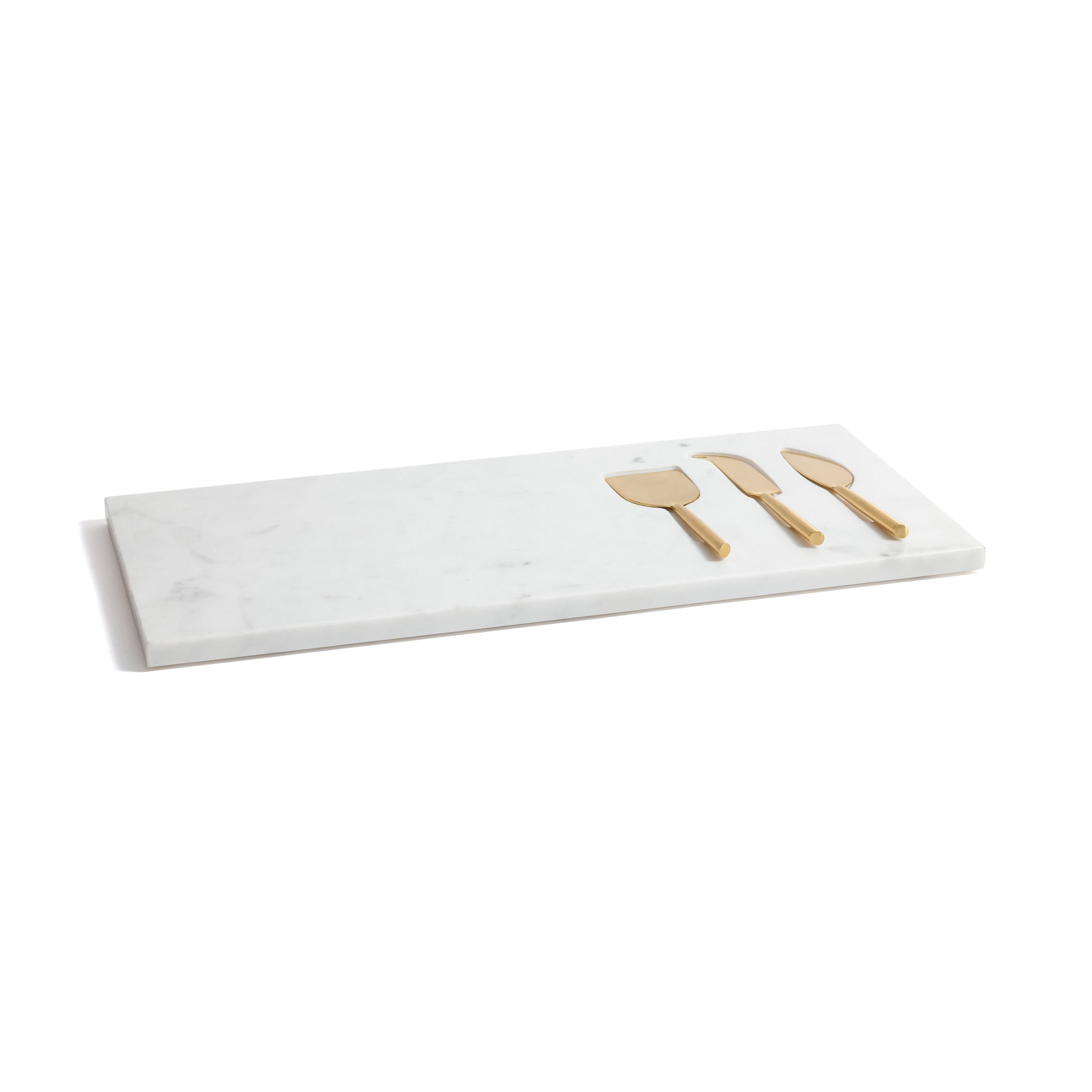 White Marble Cheese Tray with Set of 3 Cheese Tools