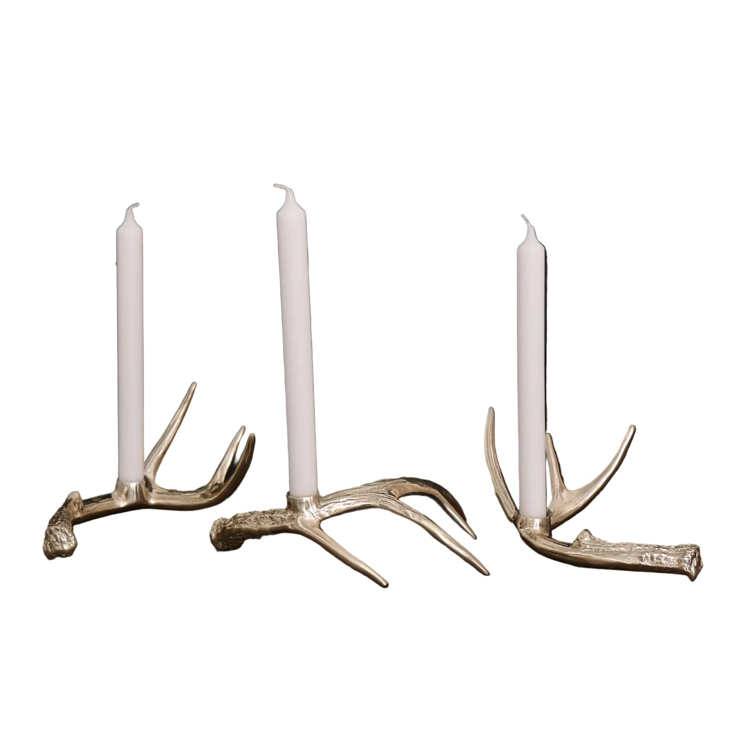 Western Sierra Modern Antler Candlestick Gold Set 3 (Gold)