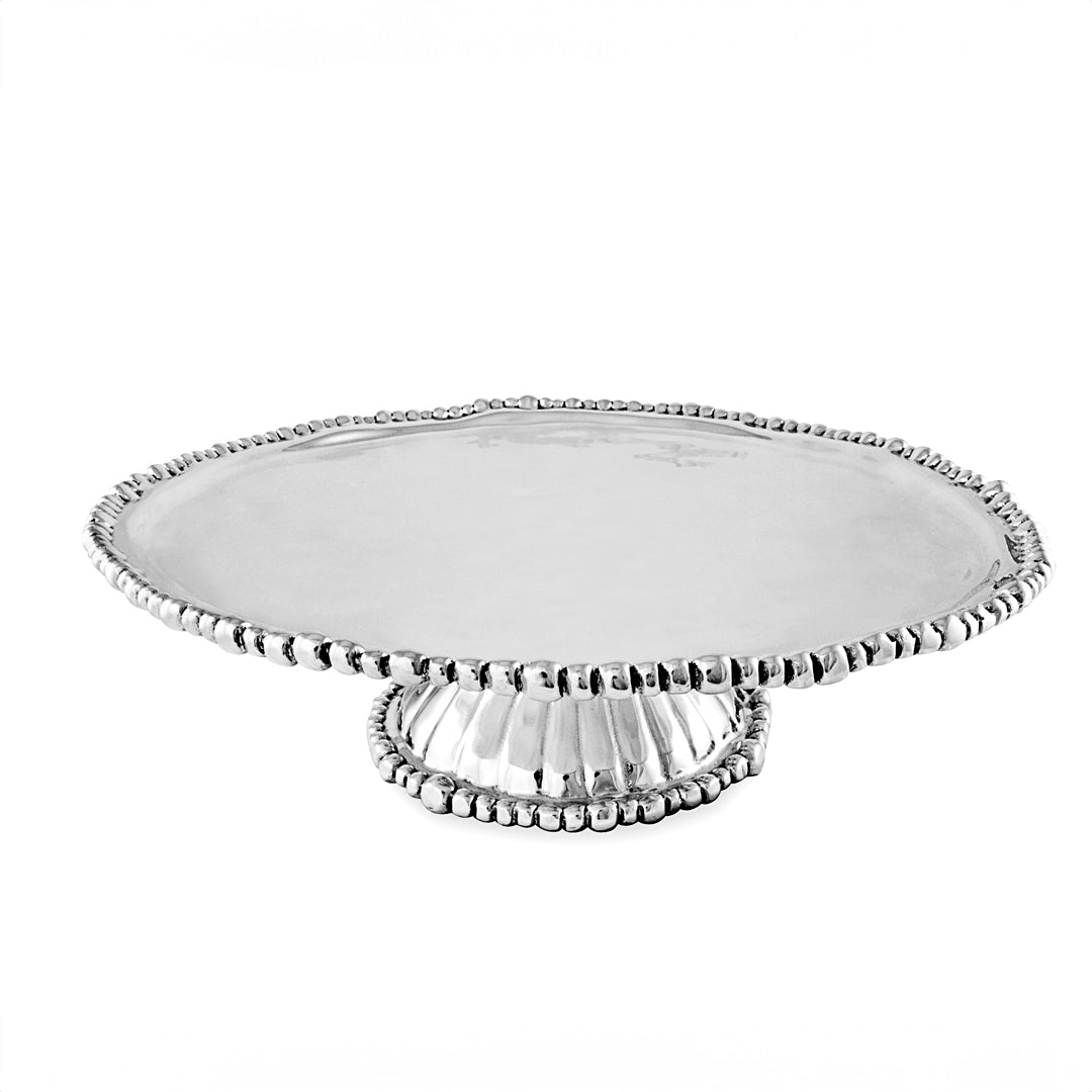 Silver Organic Shape Pedestal Serving Platter