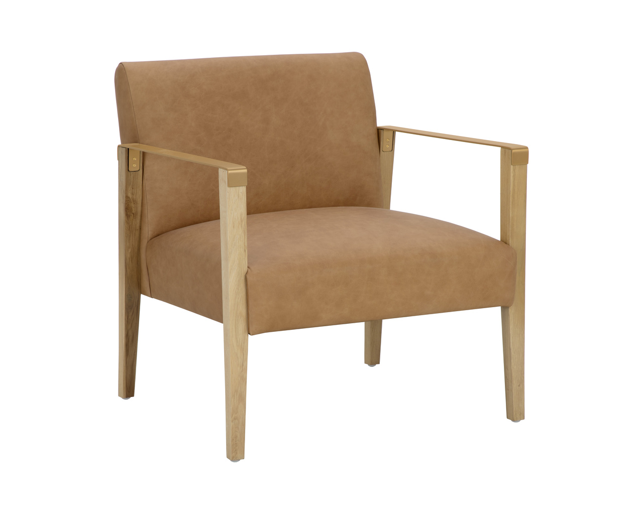 Earl Rustic Oak - Ludlow Sesame Leather Lounge Chair