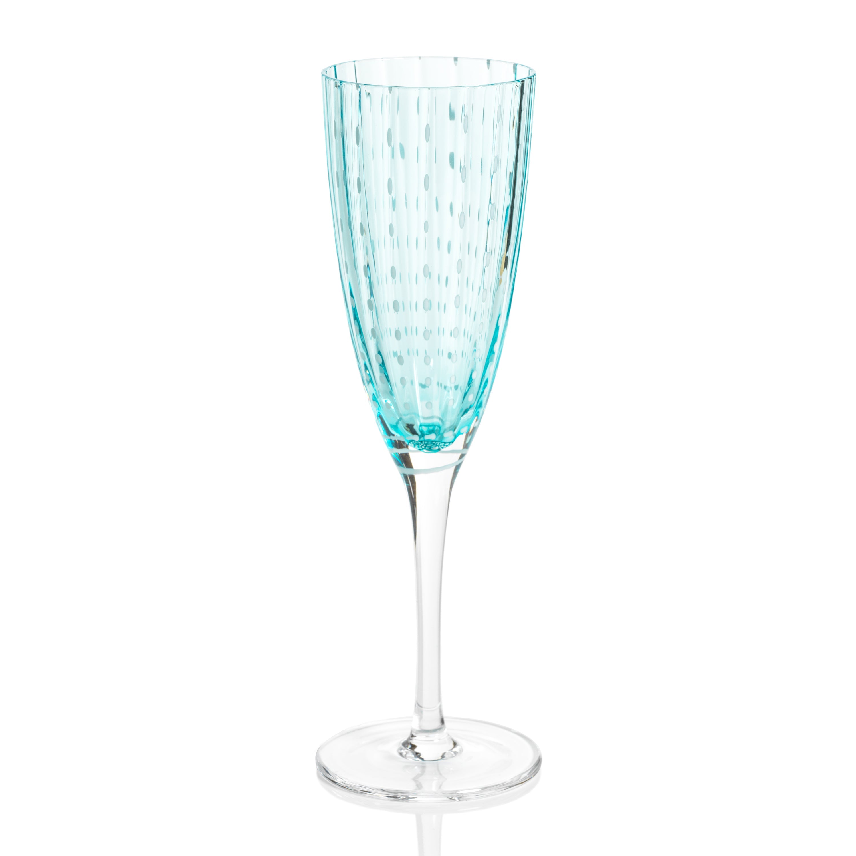 Preston Aqua Glass Champagne Flutes, Set 4