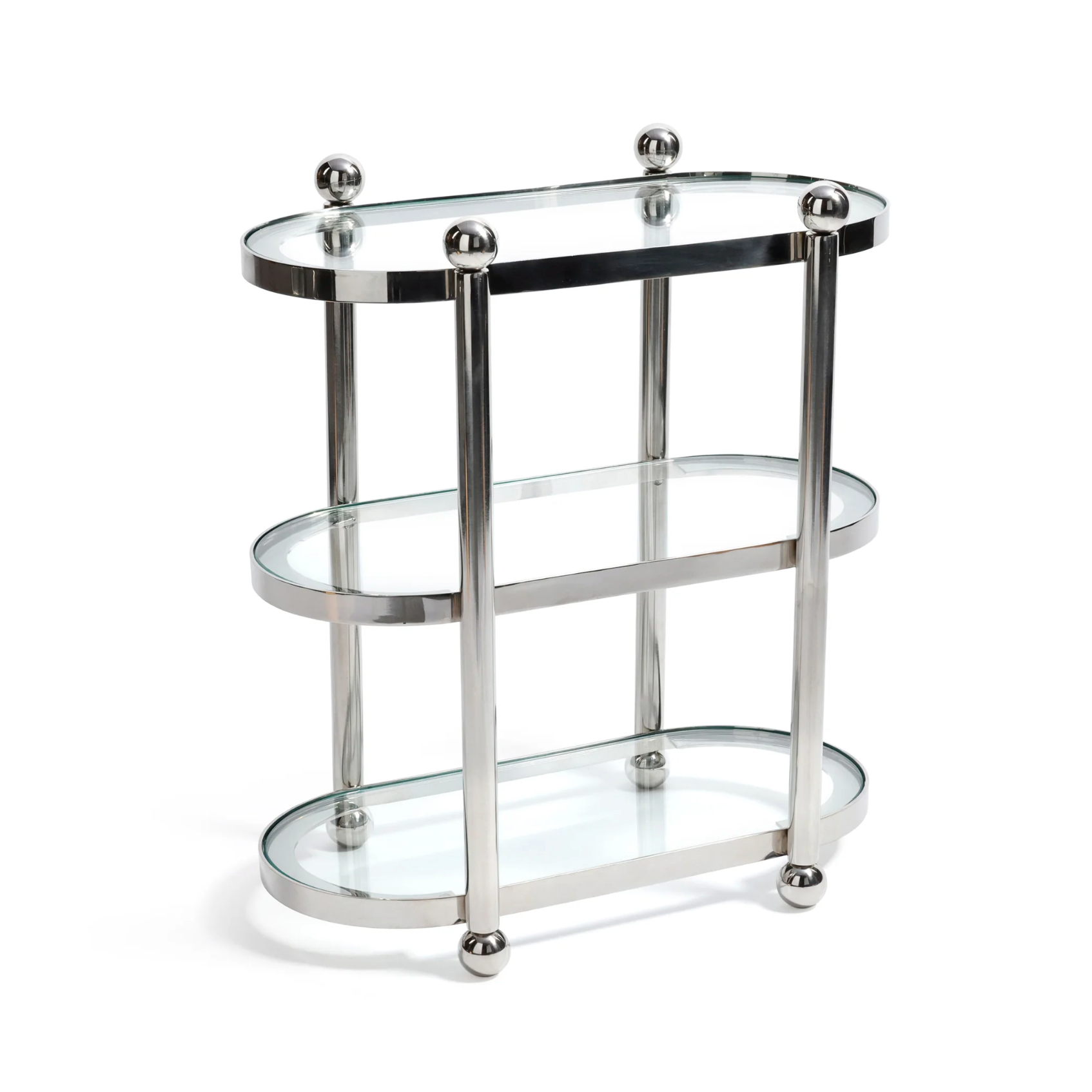 Three-Tier Nickel Oval Bar Cart