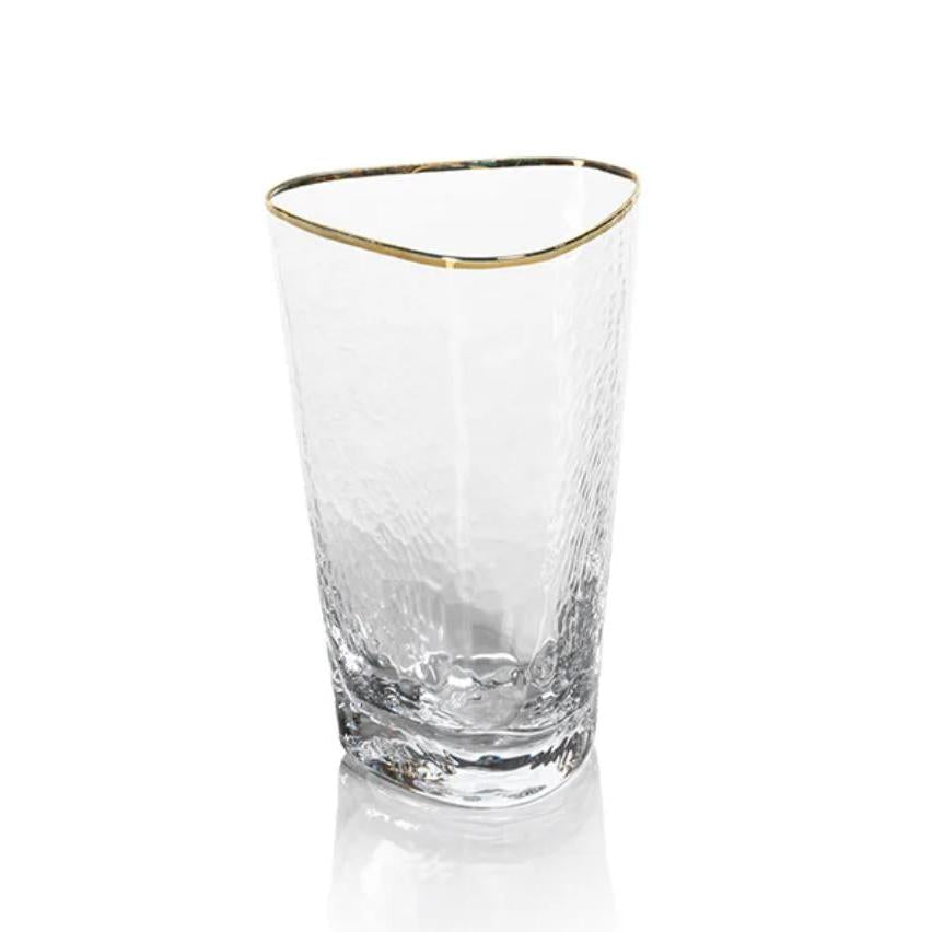 Kamarone Triangular Highball Glasses Gold Rim, Set 4