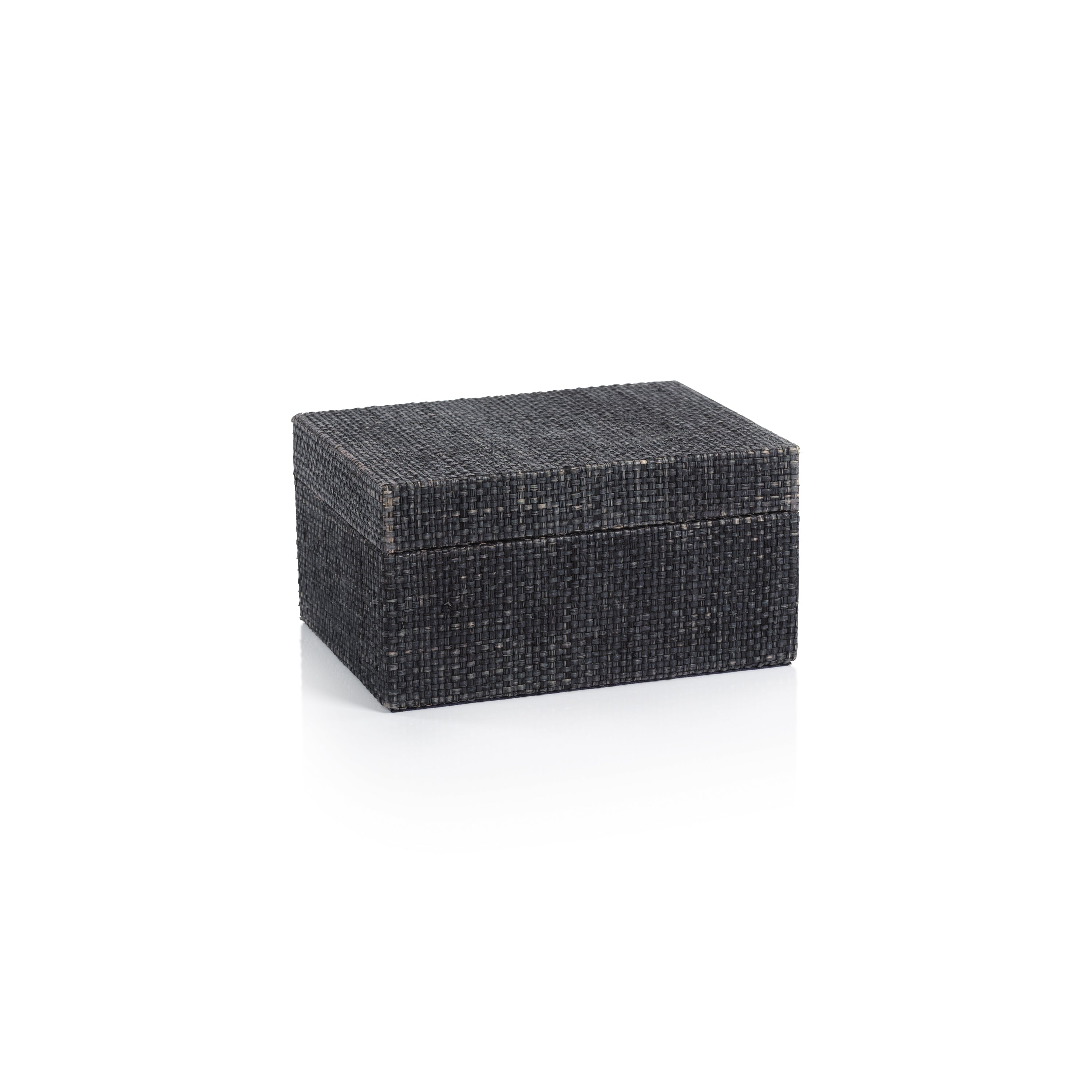 Bumi Deep Blue Raffia Chambray Decorative Box, Small