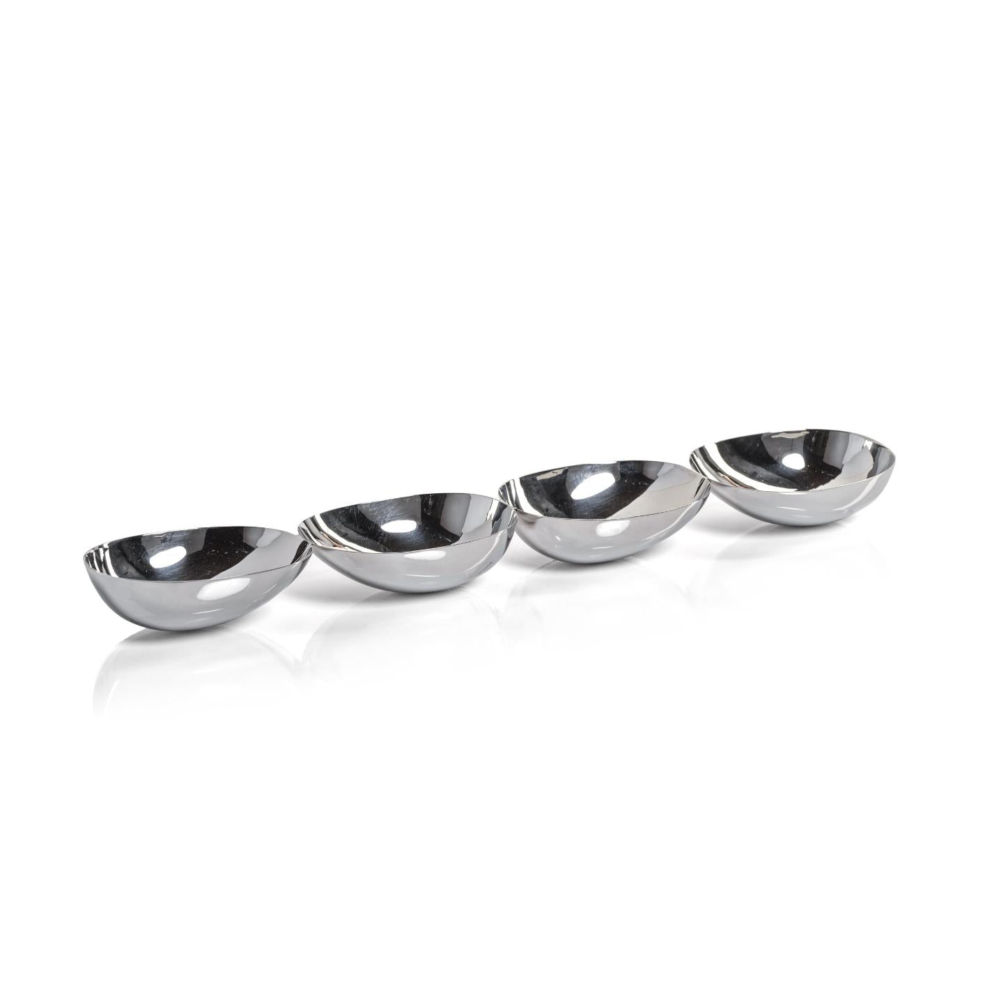 Polished Stainless Steel 4-Bowl Serving Bowls