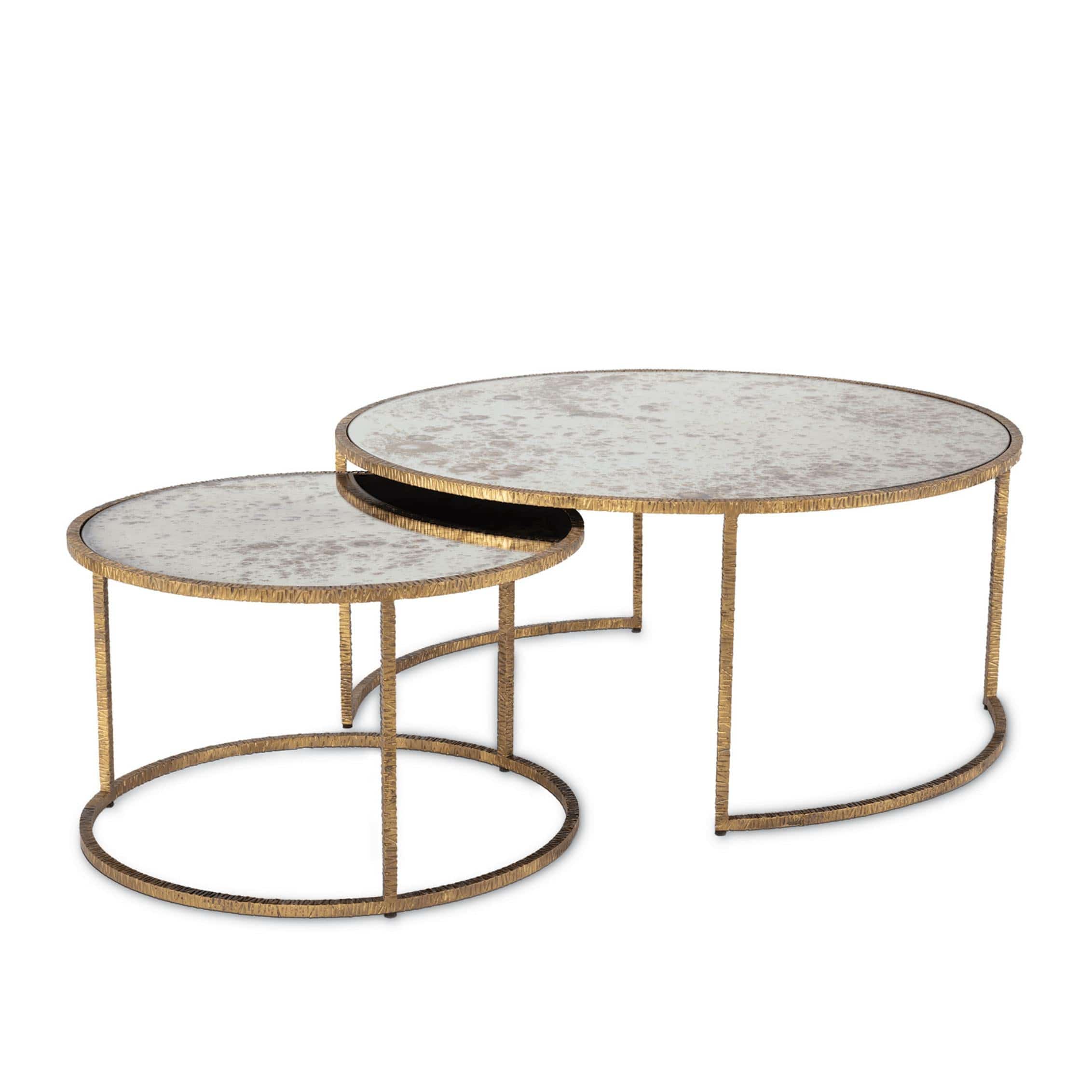 Anastasia Gold & Antique Glass Nesting Cocktail Tables