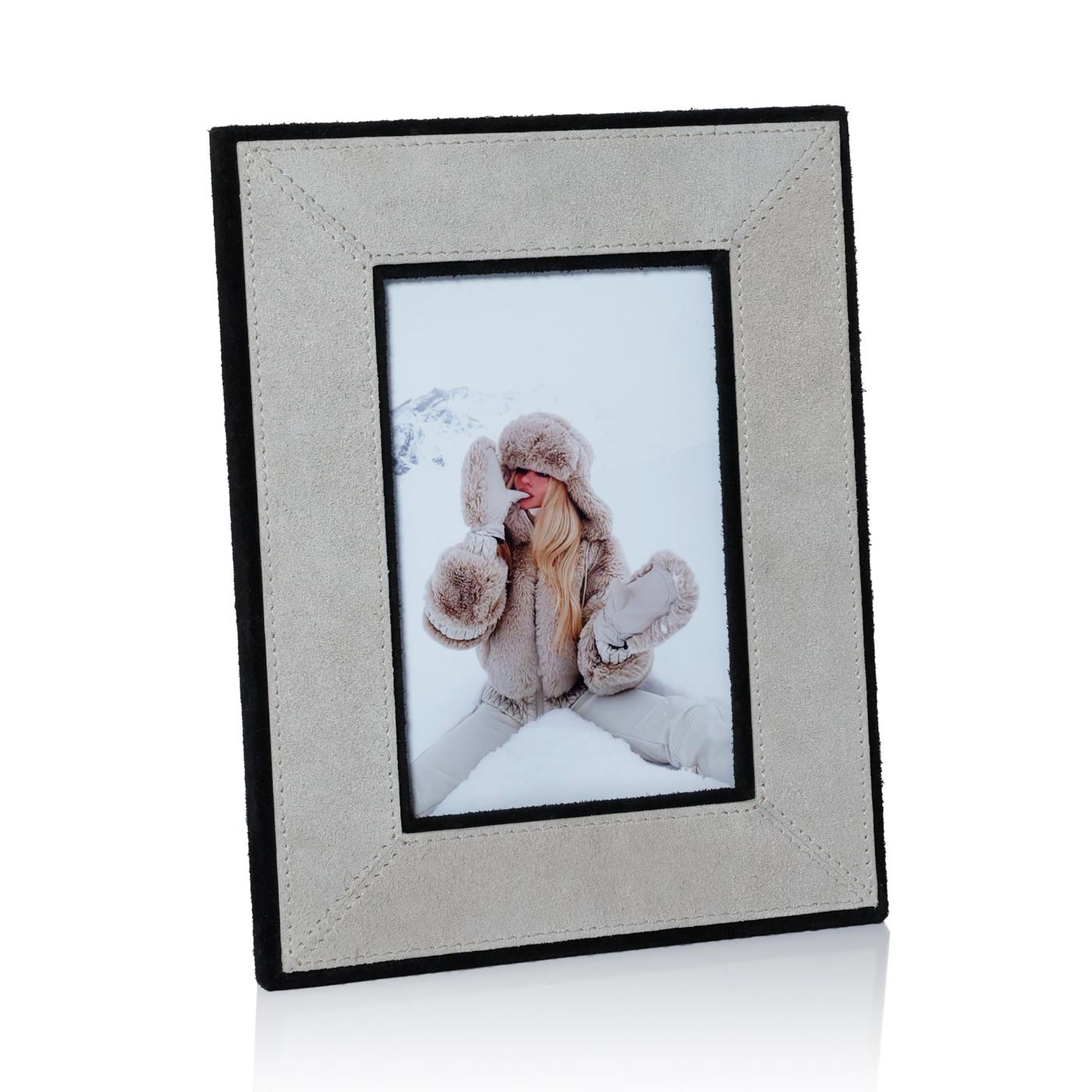 Arden Gray Suede Leather Photo Frame, 4x6