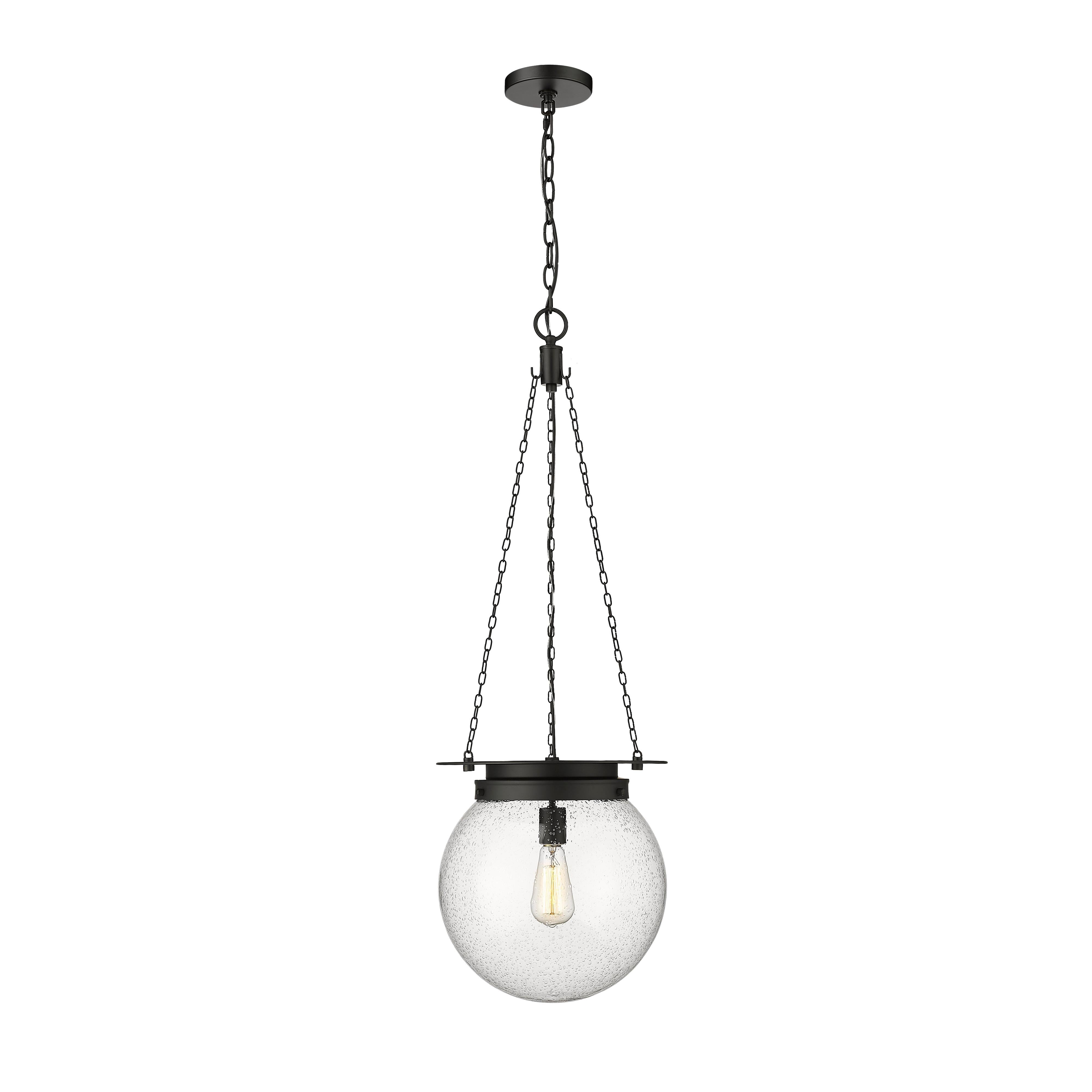 Matte Black Calhoun Seedy Glass Pendant
