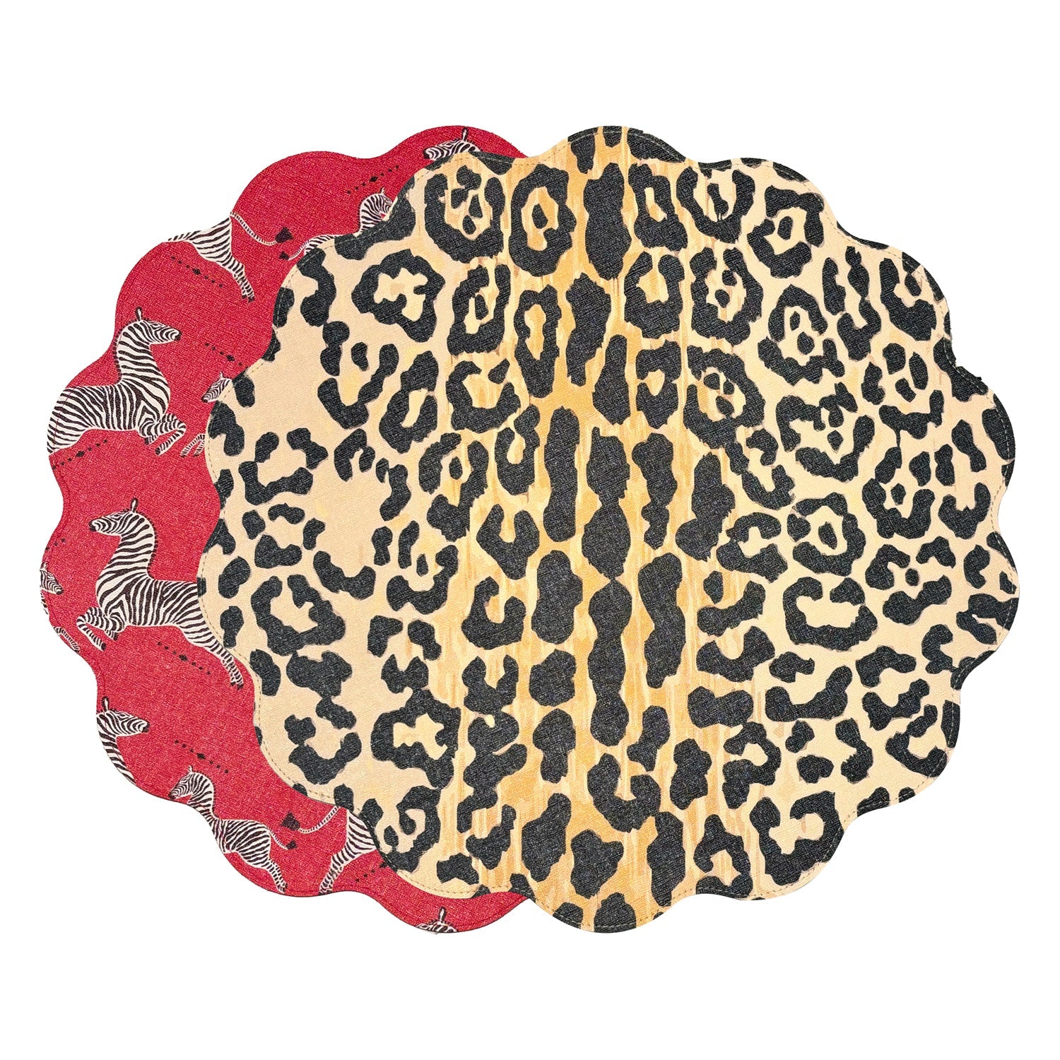 VIDA Cheetah and Zebra Reversible Round Placemats Set of 4