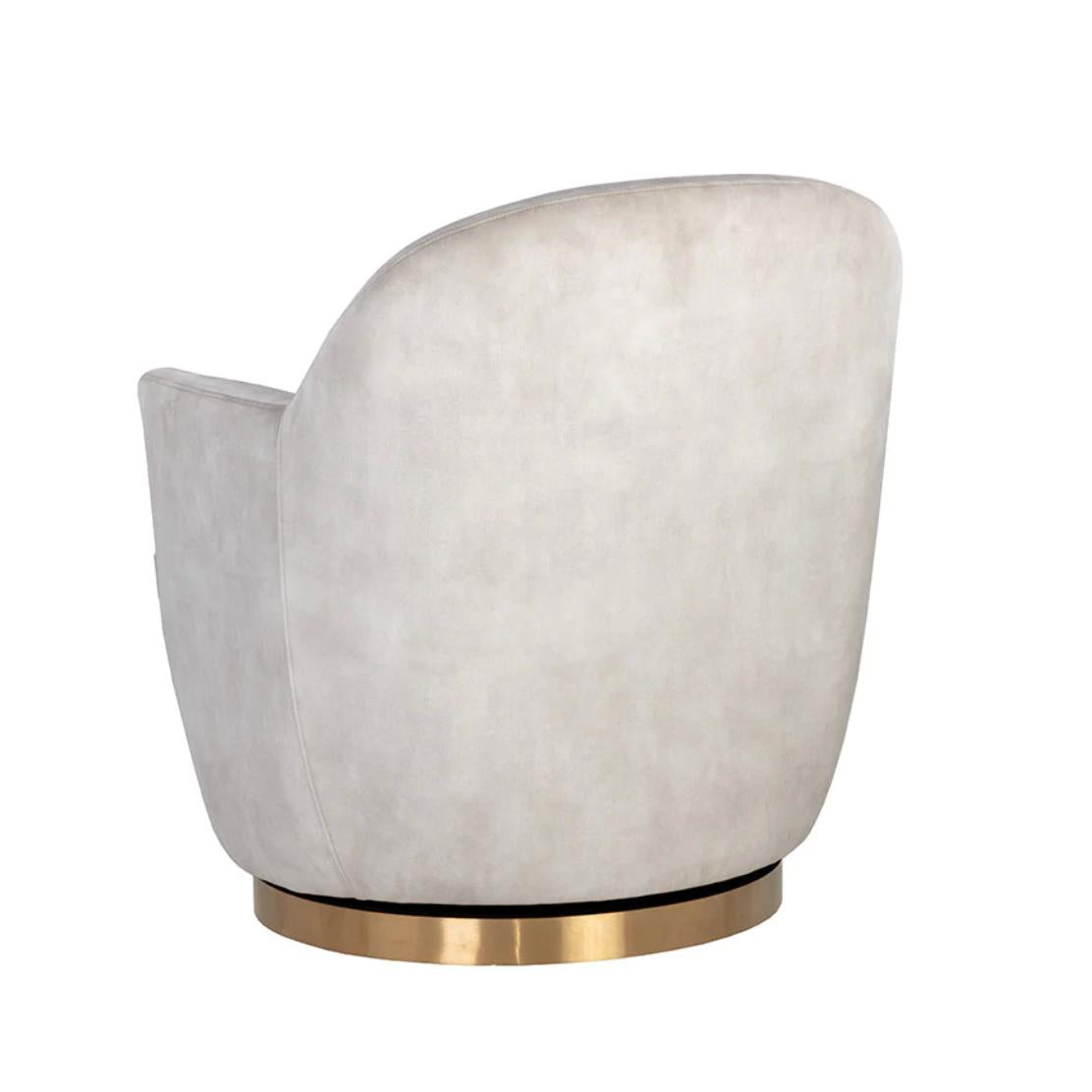 Casey Cream & Gold Swivel Lounge Chair