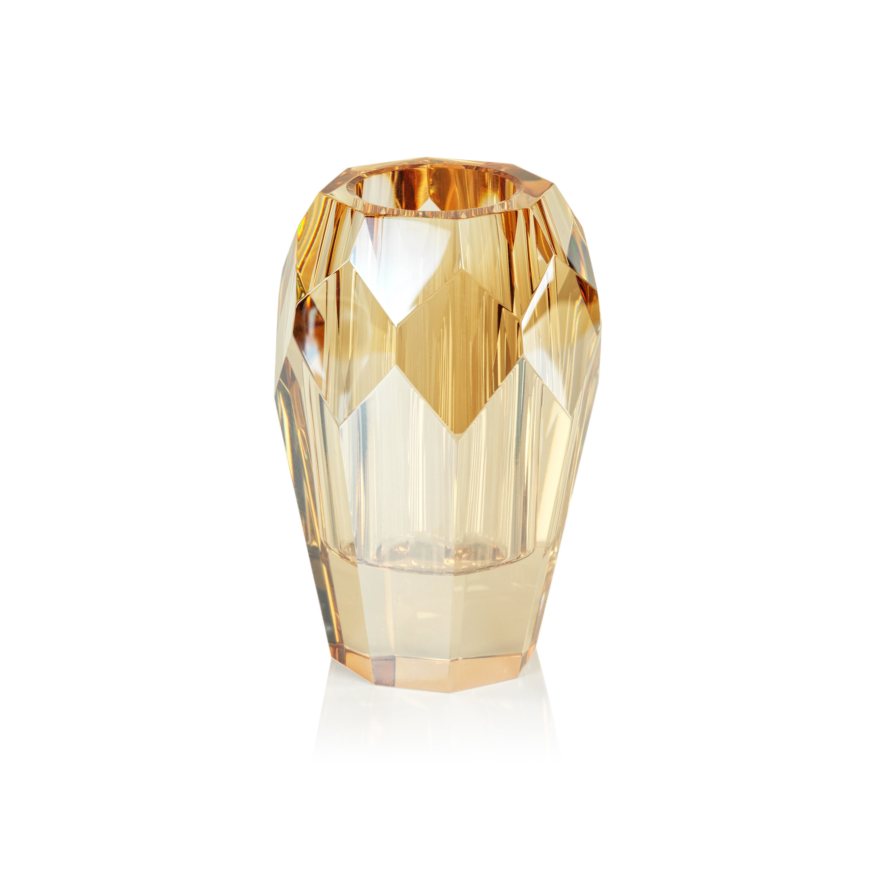 Vinazo Amber Crystal Cut Glass Vase
