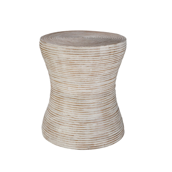 Balinese Rattan & White Accent Table