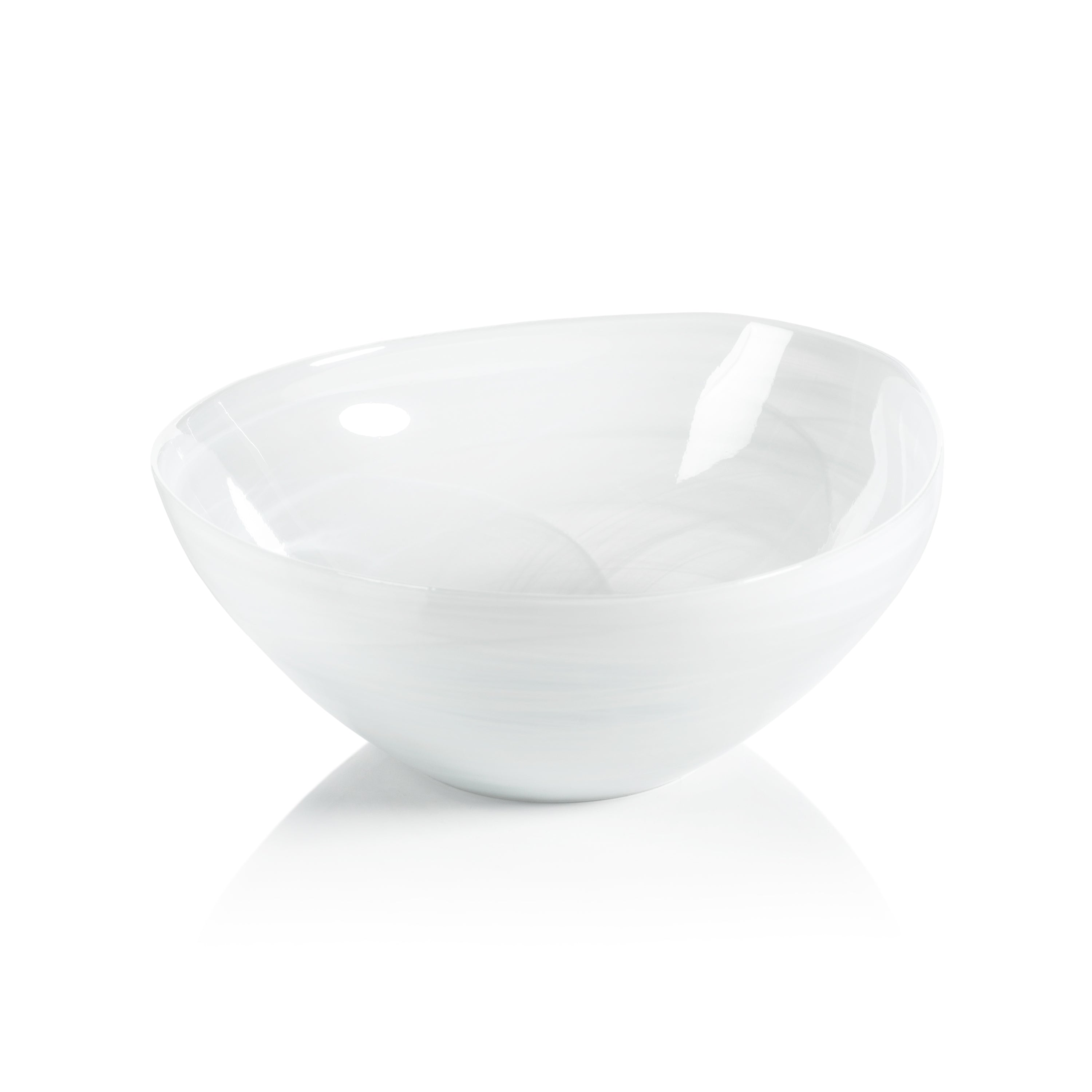 Monte Carlo White Alabaster Medium Glass Bowls, Set of 6