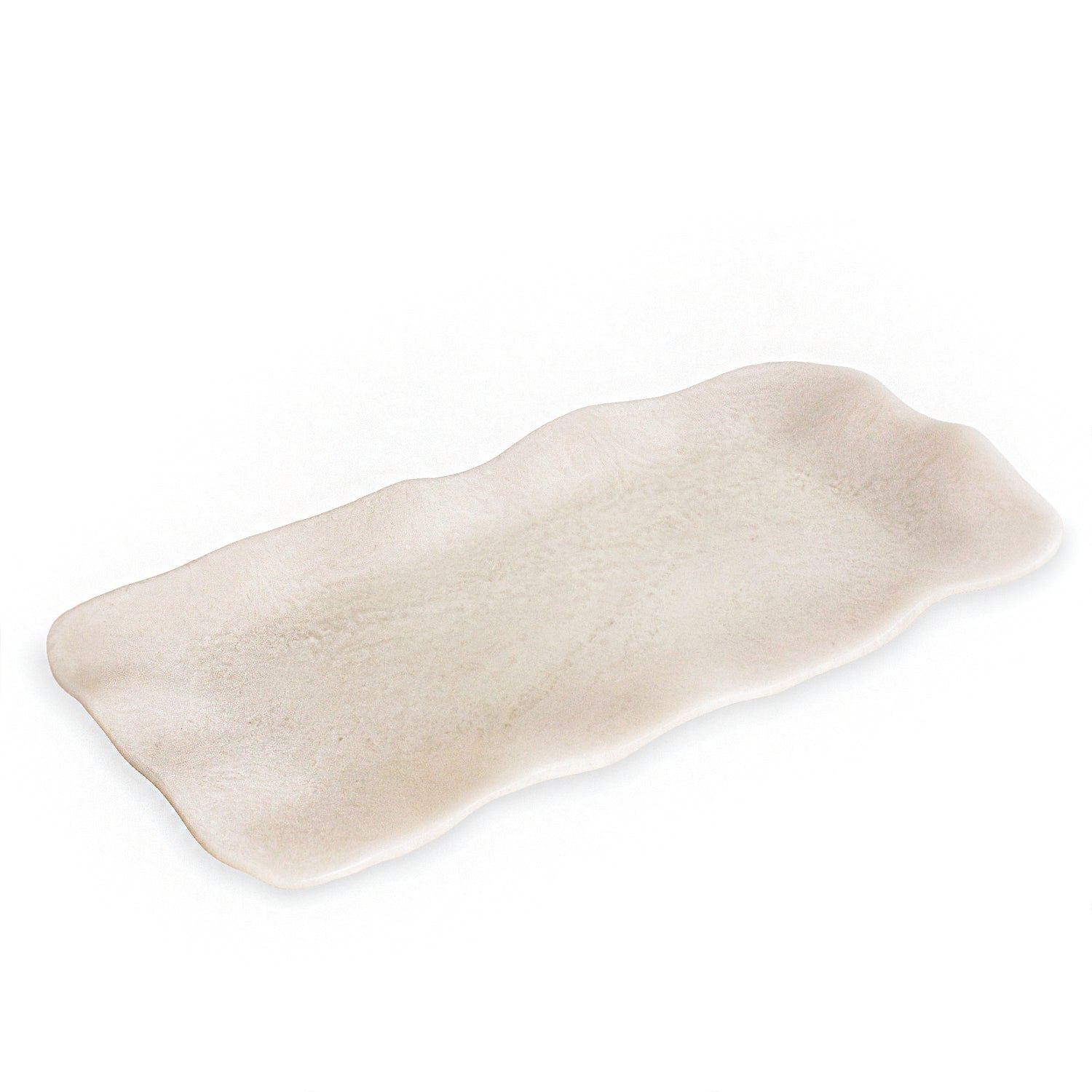 Resin Alabaster Long Rectangle Tray White Swirl