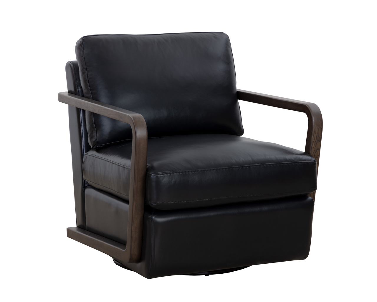 Castell Swivel Brown - Cortina Black Leather Lounge Chair