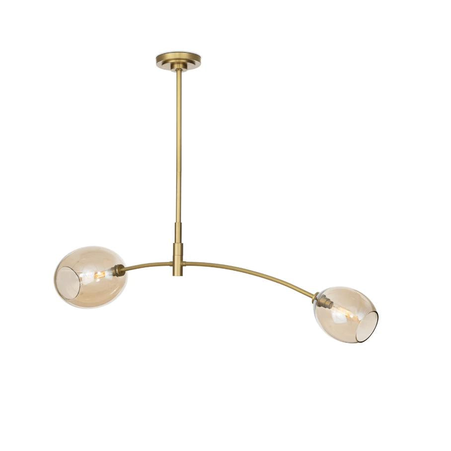 Artemis Brass Double Pendant, Champagne Glass