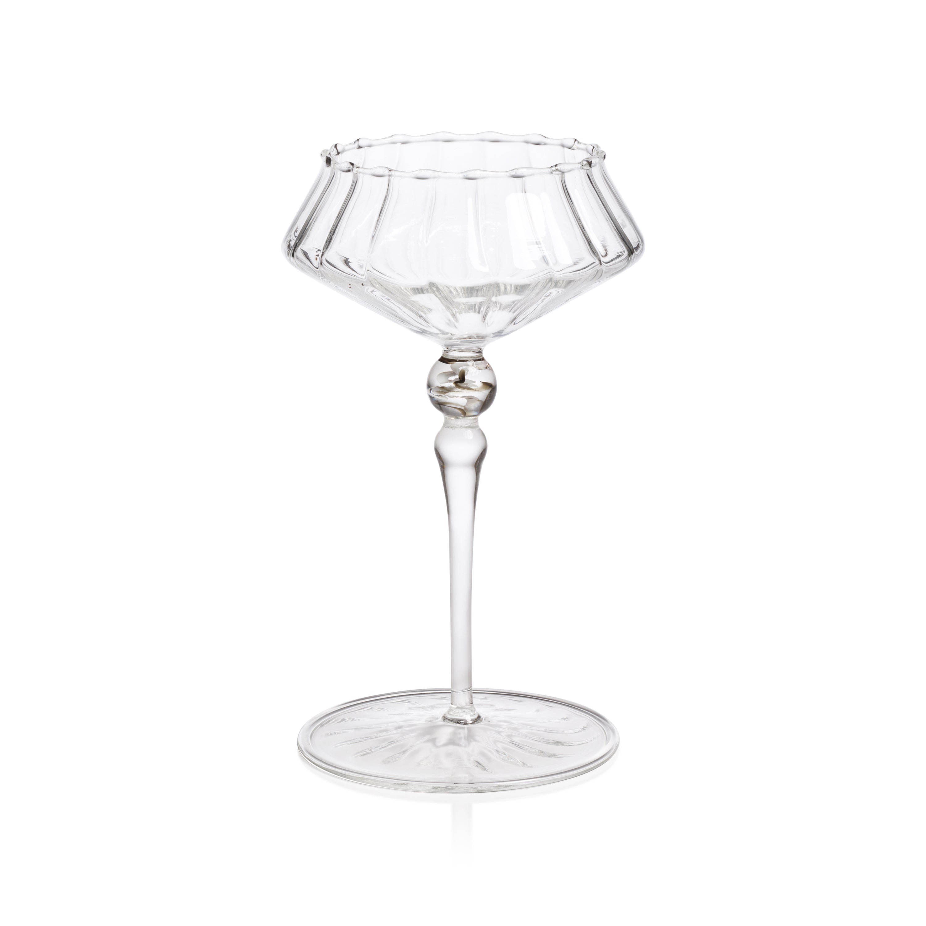 Odum Shadow Gray Fluted Coupe Glasses, Set of 4