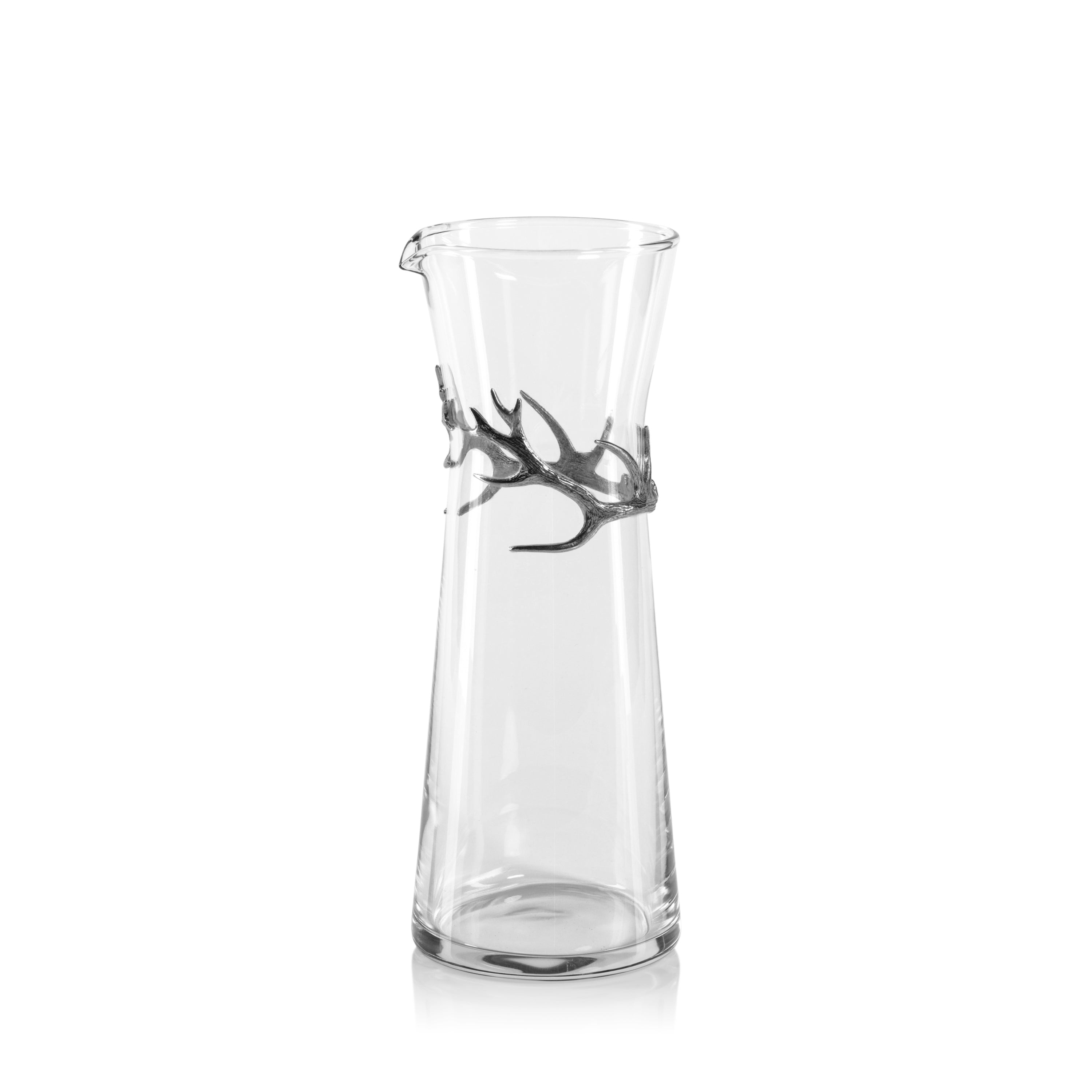 Davos Glass Carafe Pewter Antler